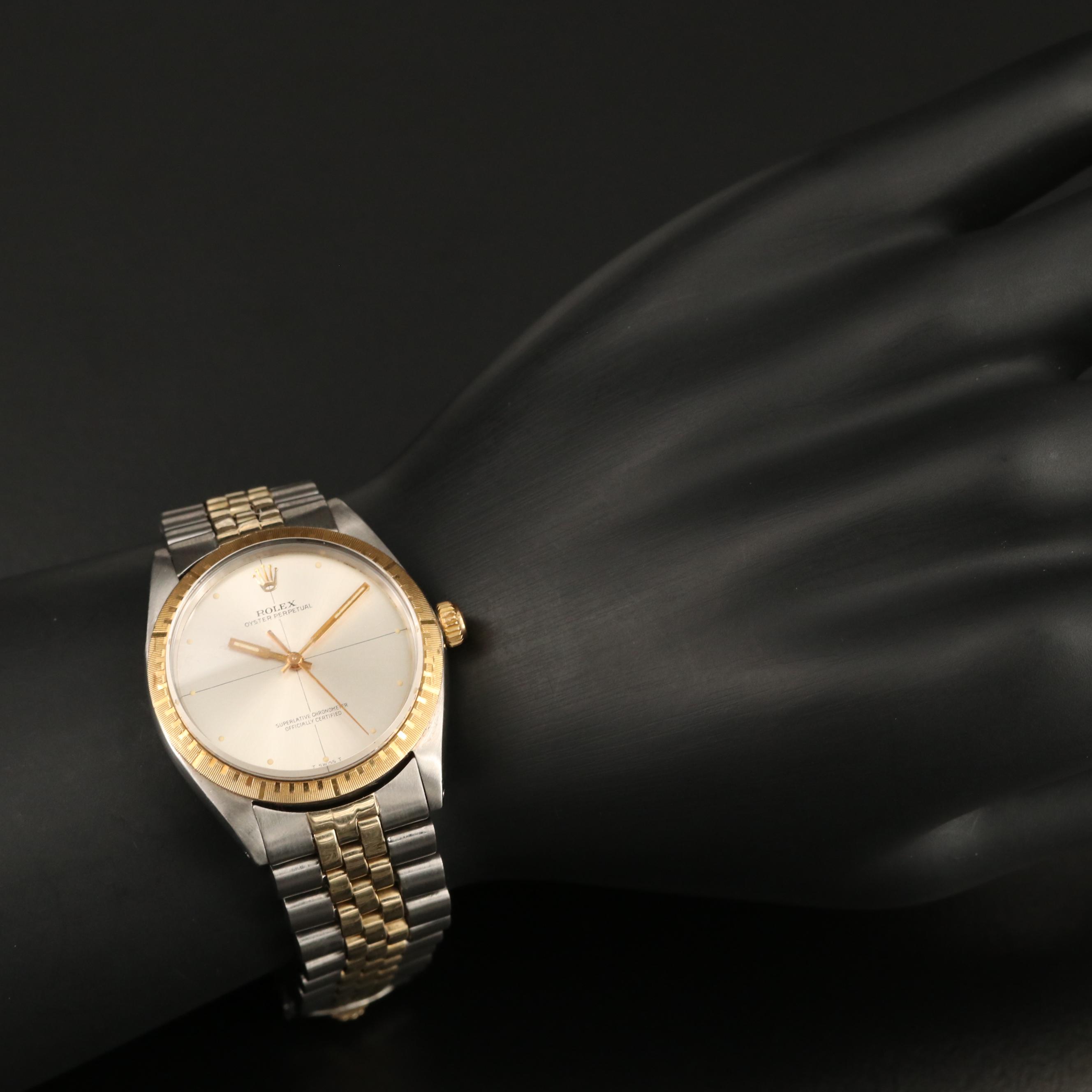 1968 Rolex Oyster Perpetual Zephyr Dial Stainless Steel and 14K Watch