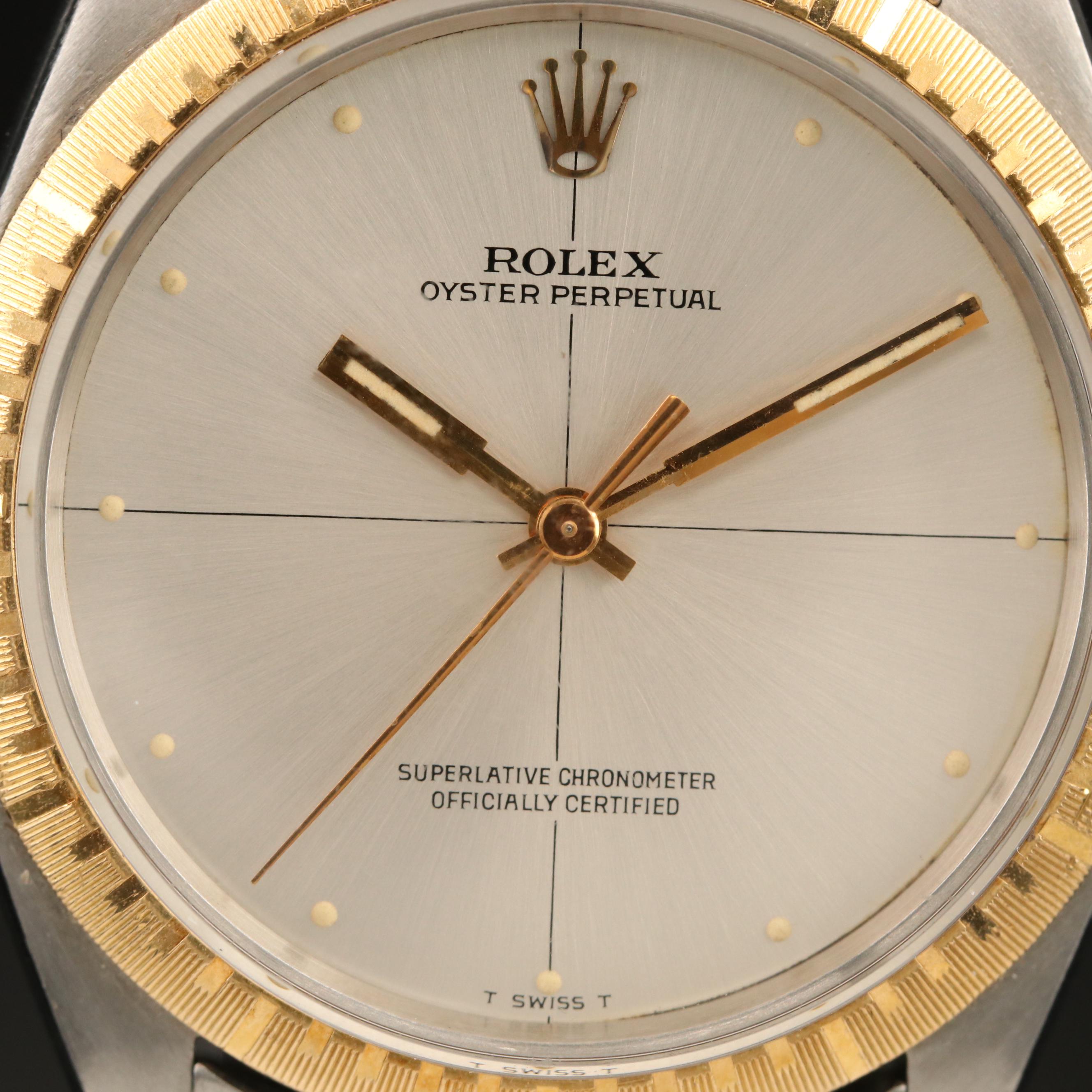 1968 Rolex Oyster Perpetual Zephyr Dial Stainless Steel and 14K Watch