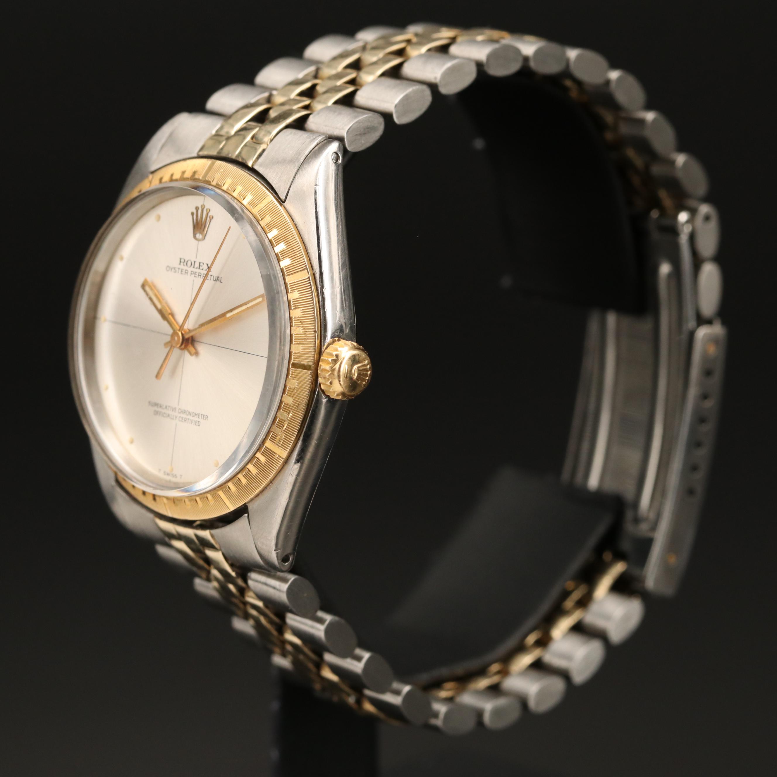 1968 Rolex Oyster Perpetual Zephyr Dial Stainless Steel and 14K Watch