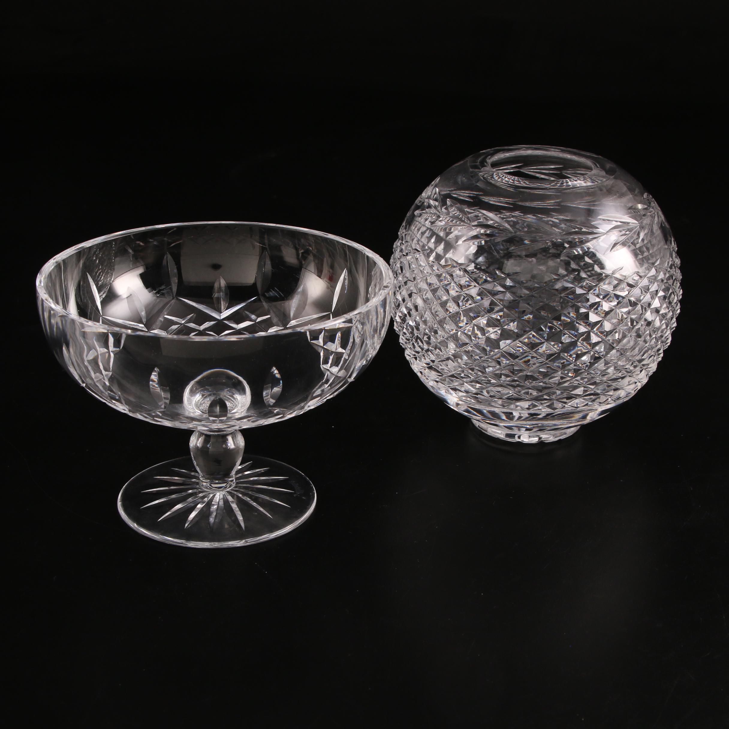 Waterford Crystal "Glandore" Rose Bowl with "Lismore" Compote