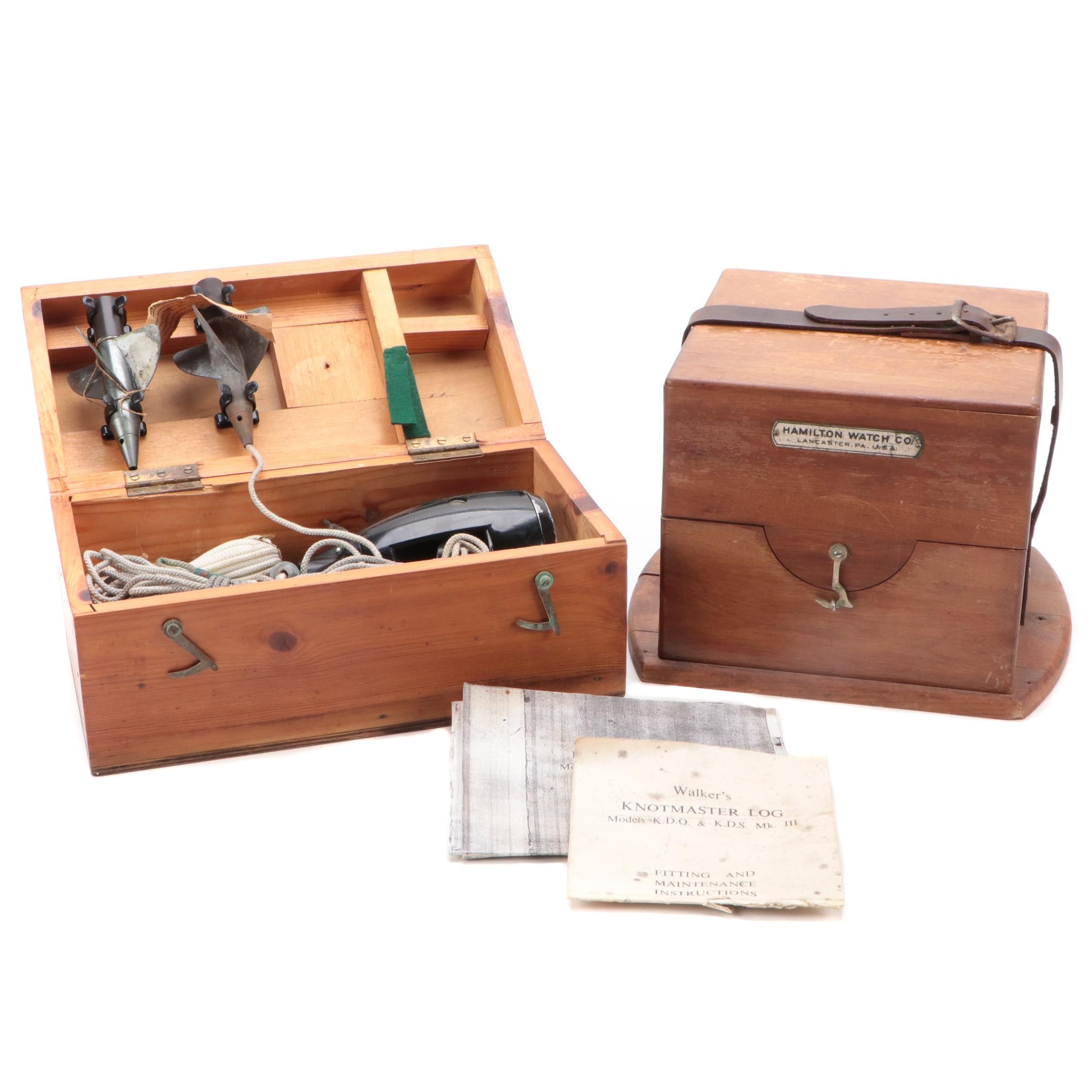 Thomas Walker Knotmaster Log MK III in Wooden Case, Hamilton Watch Display Case