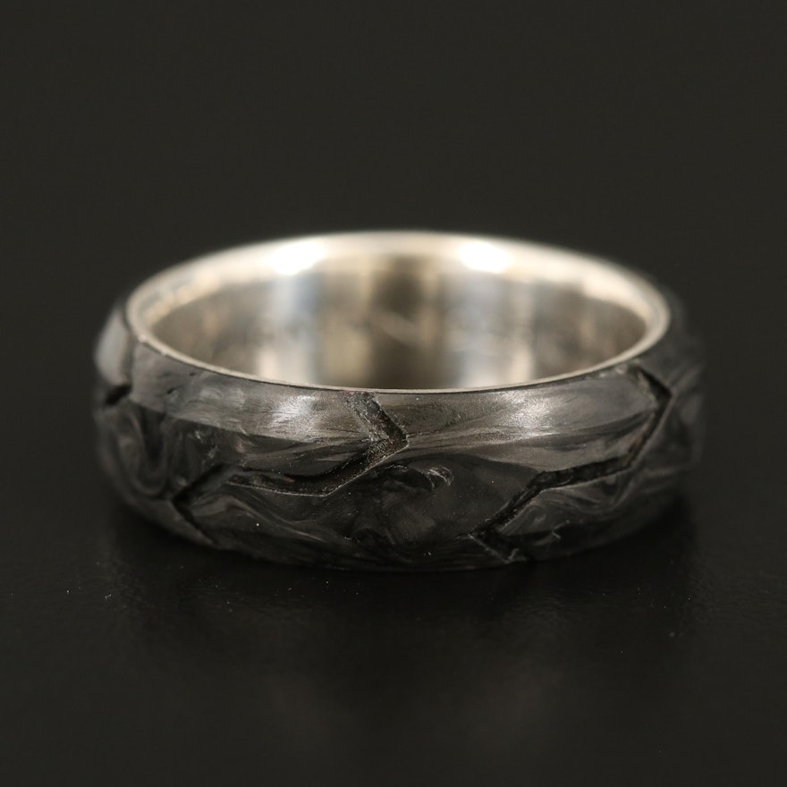 David Yurman Forged Carbon and Sterling Inlay Band