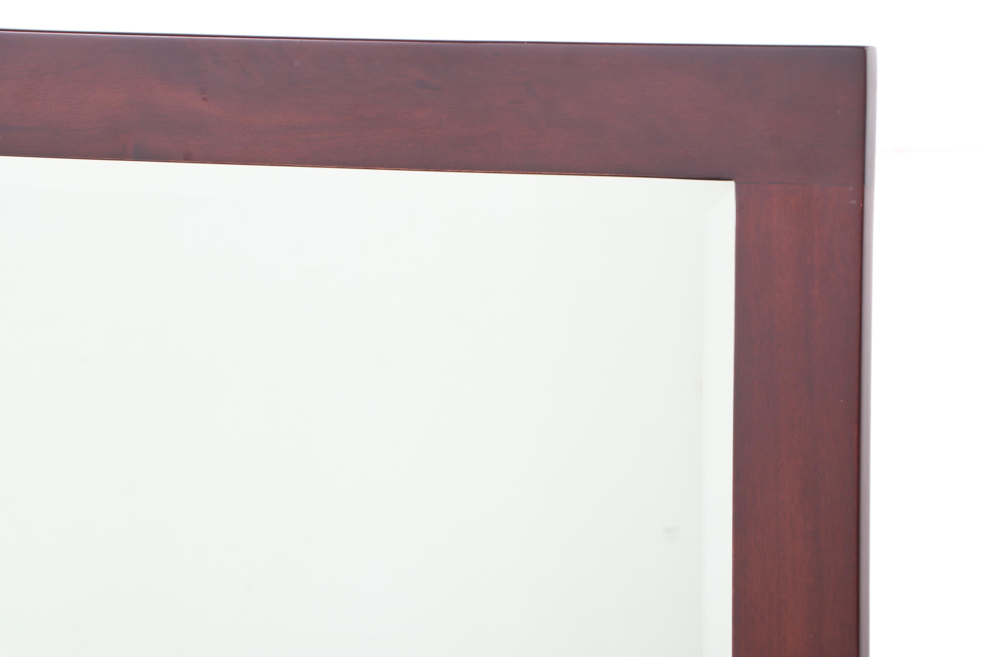 Shaker Style Wood Chest of Drawers with Mirror in Mahogany Finish