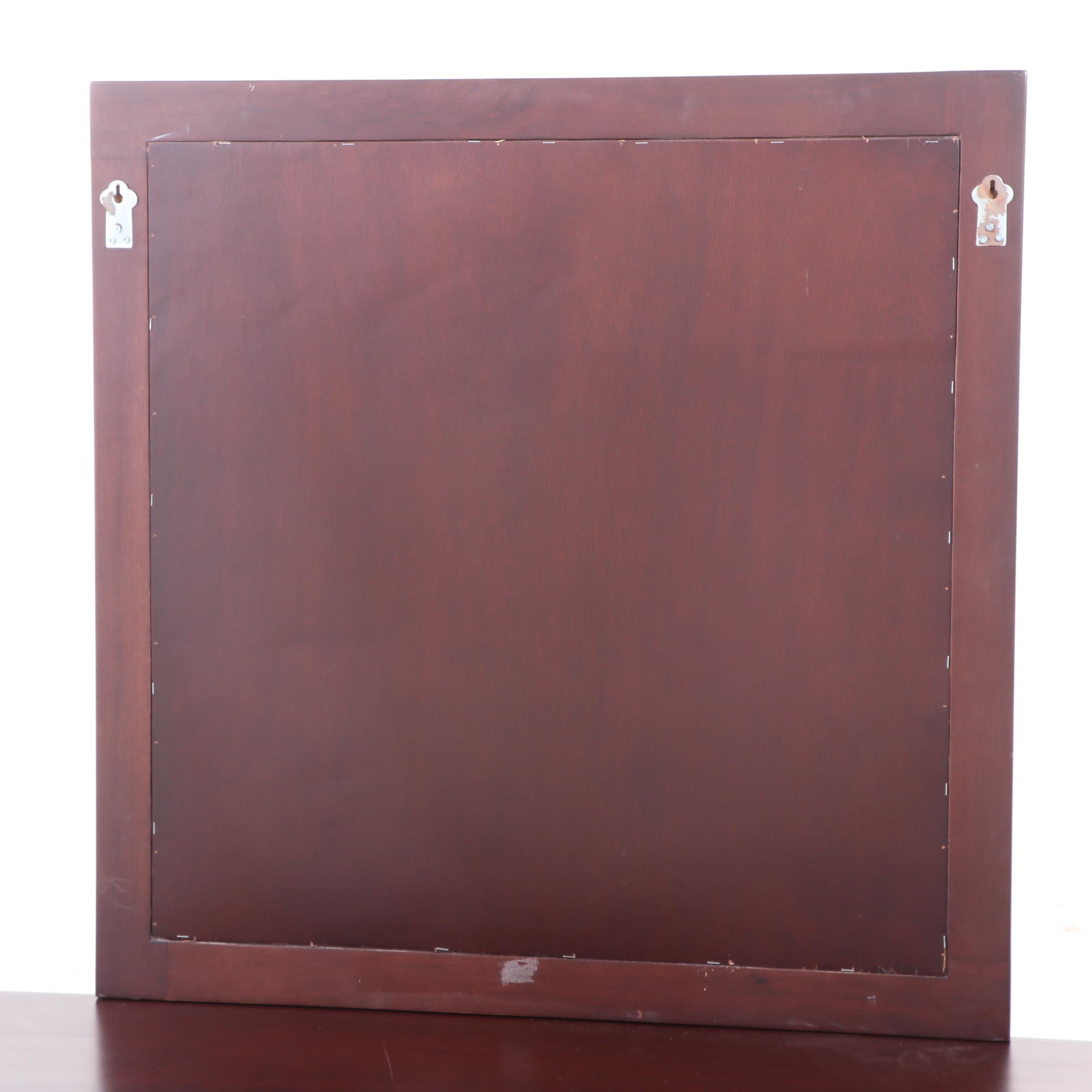 Shaker Style Wood Chest of Drawers with Mirror in Mahogany Finish