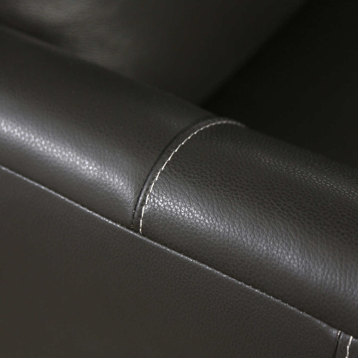 Simon Li "Jordane" Stitched Grey Leather Sofa