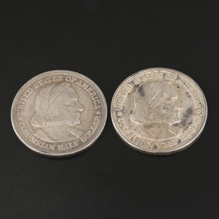 Two 1893 Columbian Exposition Commemorative Silver Half Dollars