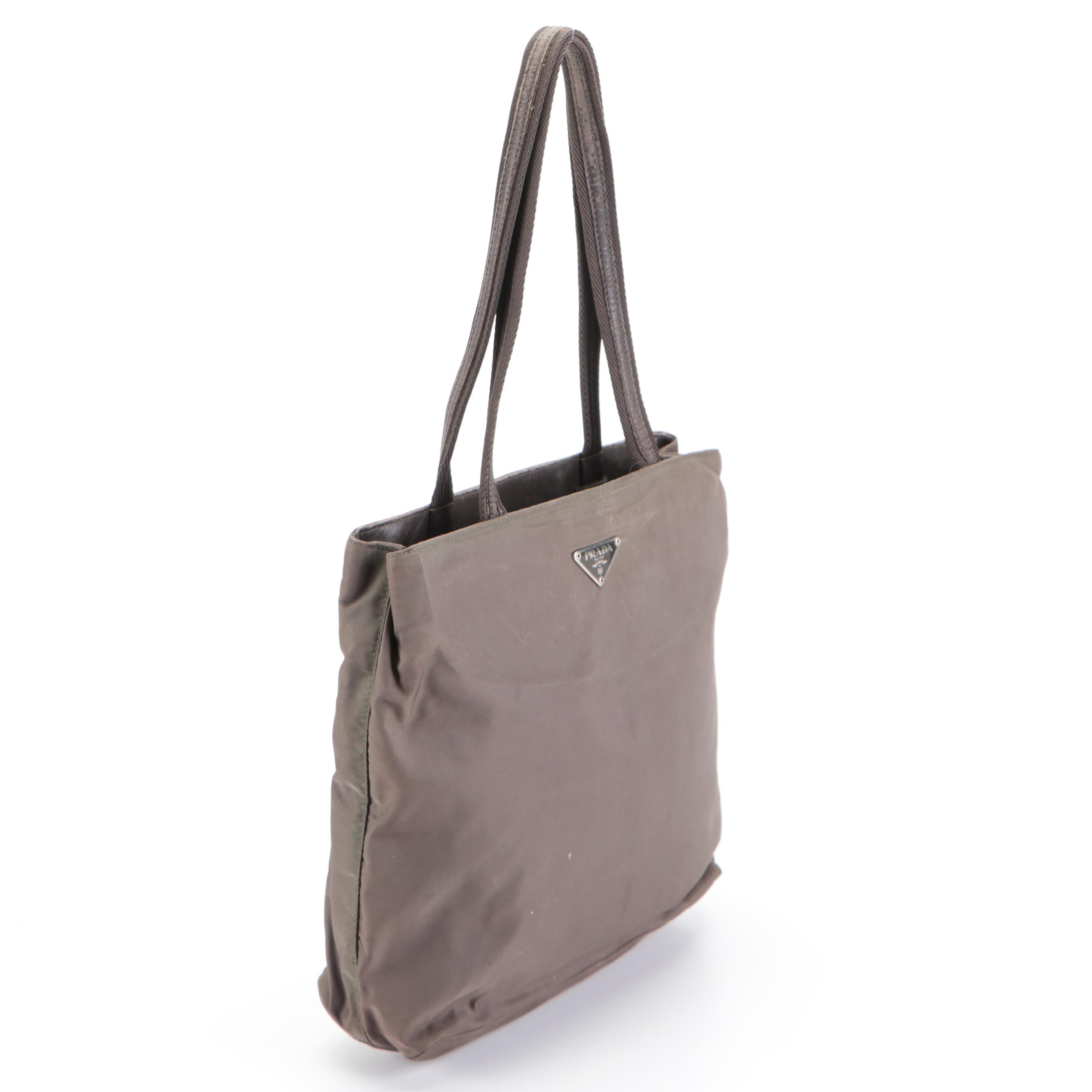 Prada Double Strap Shoulder Bag in Brown Tessuto Nylon