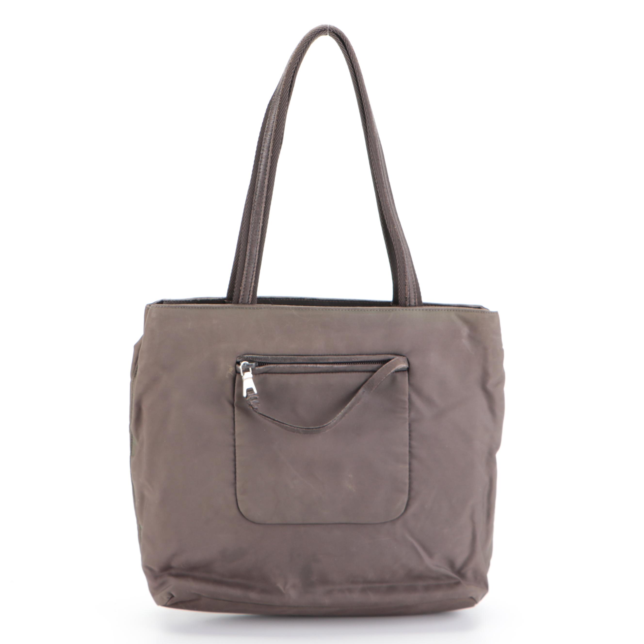 Prada Double Strap Shoulder Bag in Brown Tessuto Nylon
