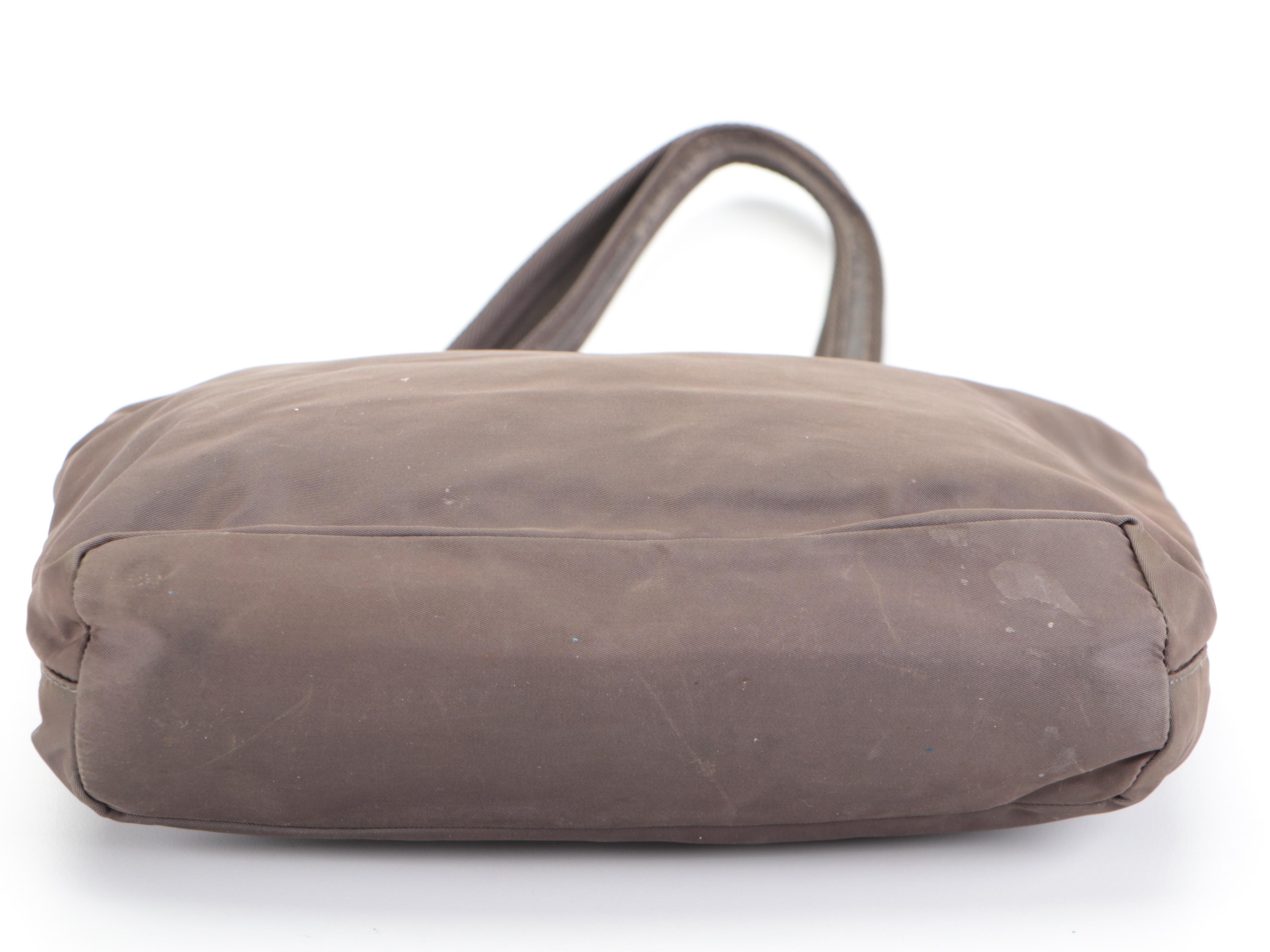 Prada Double Strap Shoulder Bag in Brown Tessuto Nylon