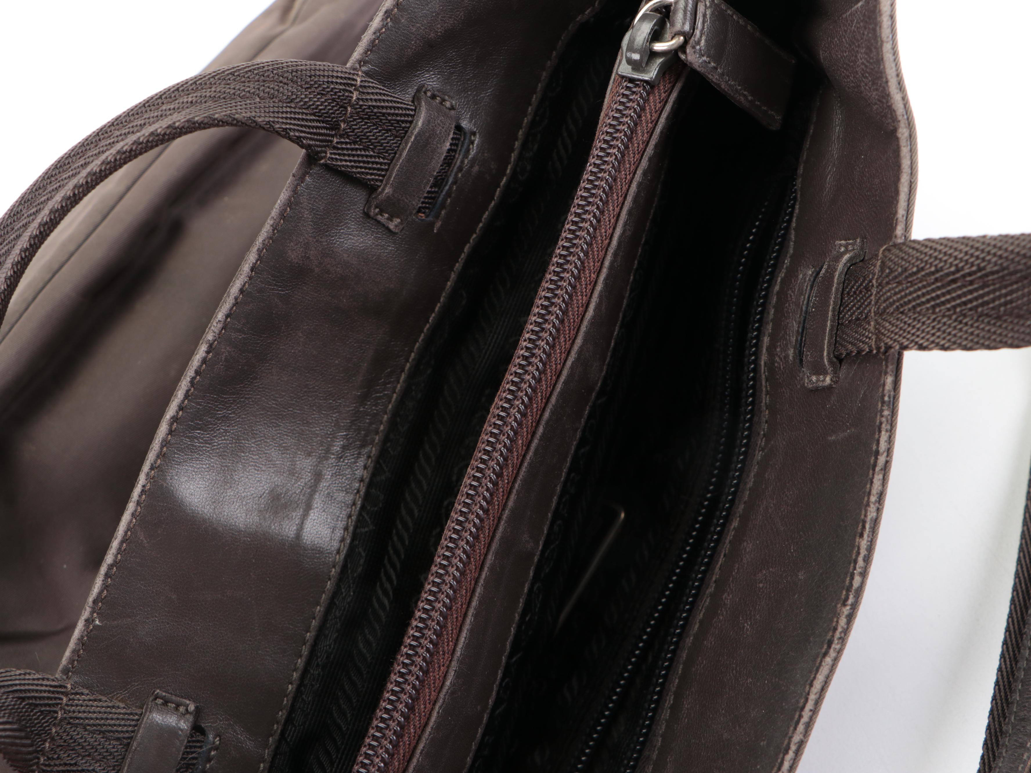 Prada Double Strap Shoulder Bag in Brown Tessuto Nylon