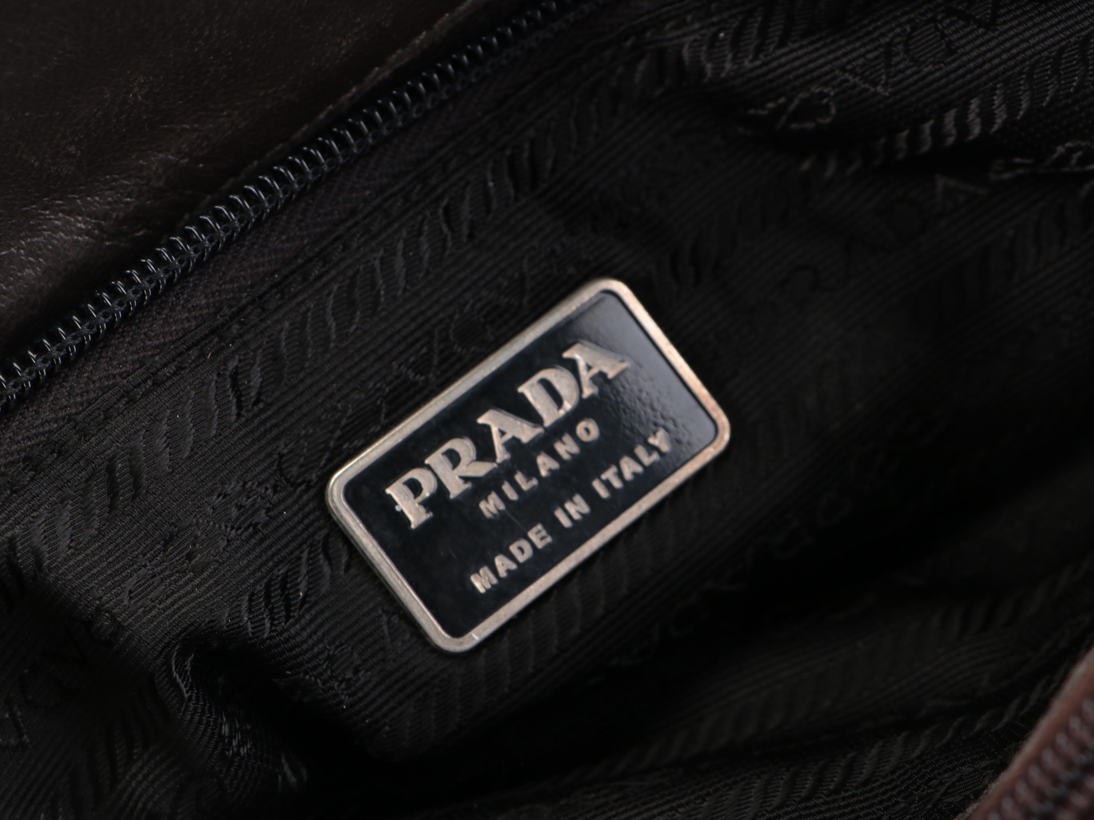 Prada Double Strap Shoulder Bag in Brown Tessuto Nylon