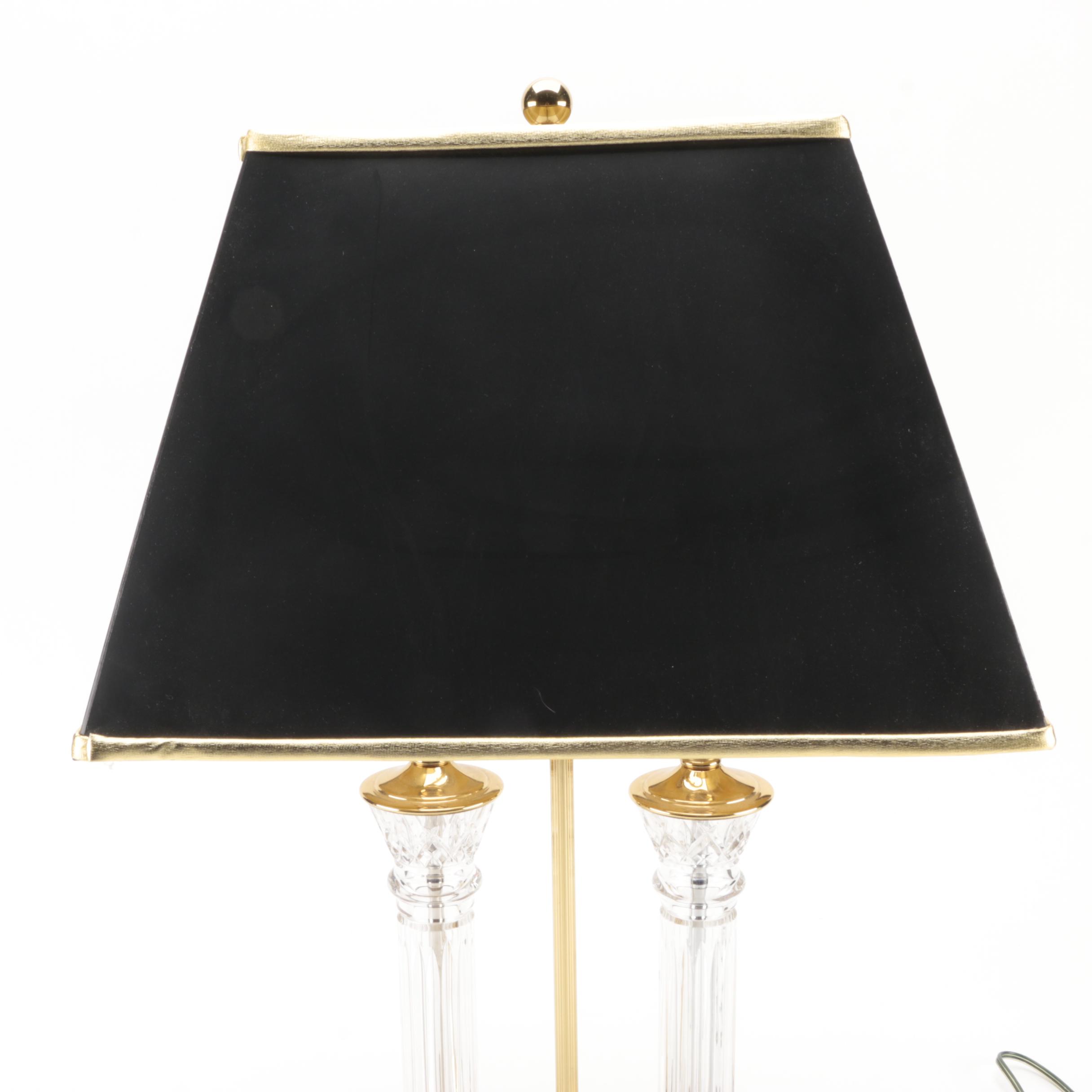 Waterford "Parkmore" Crystal and Brass Table Lamp with Original Shade