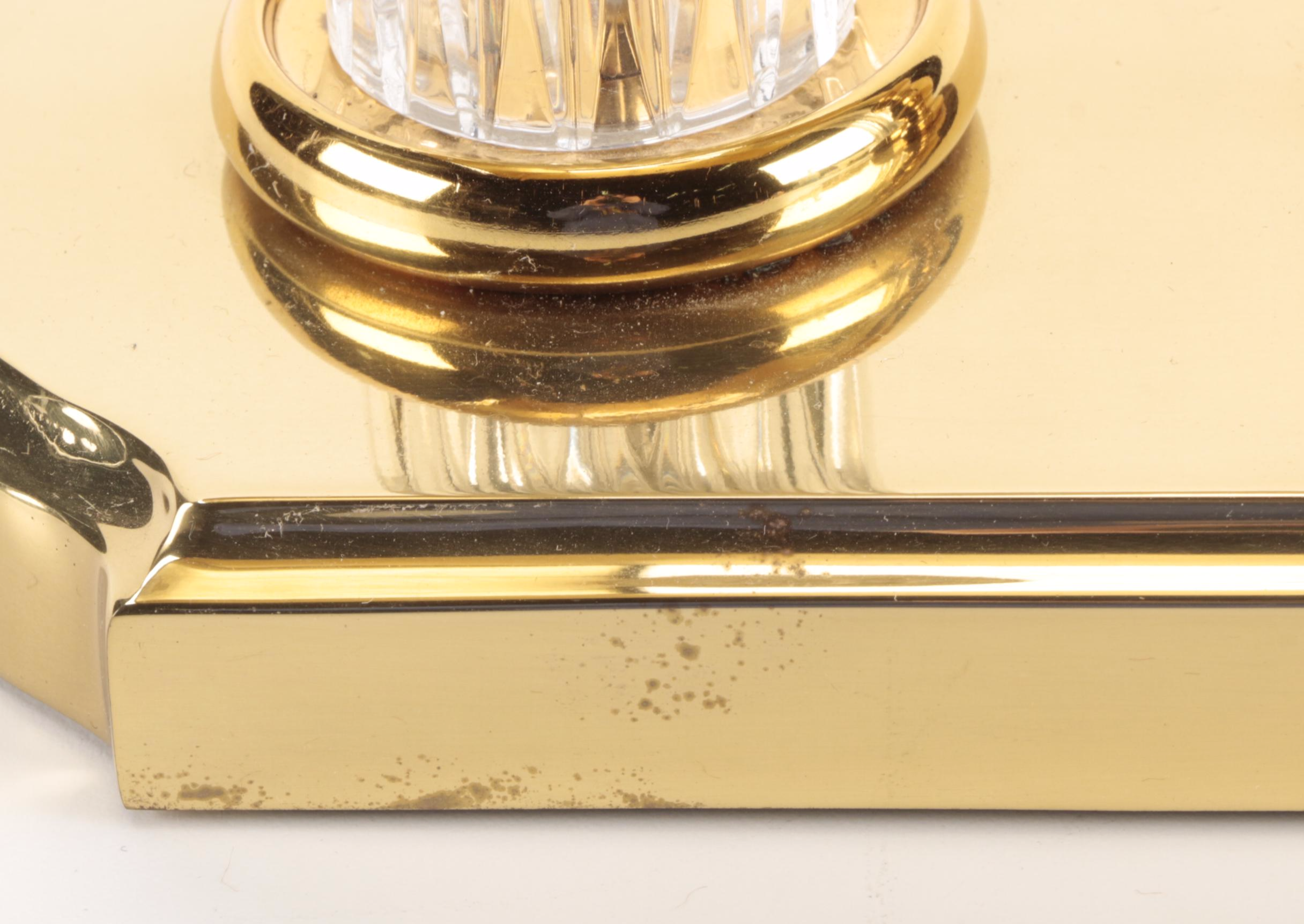 Waterford "Parkmore" Crystal and Brass Table Lamp with Original Shade