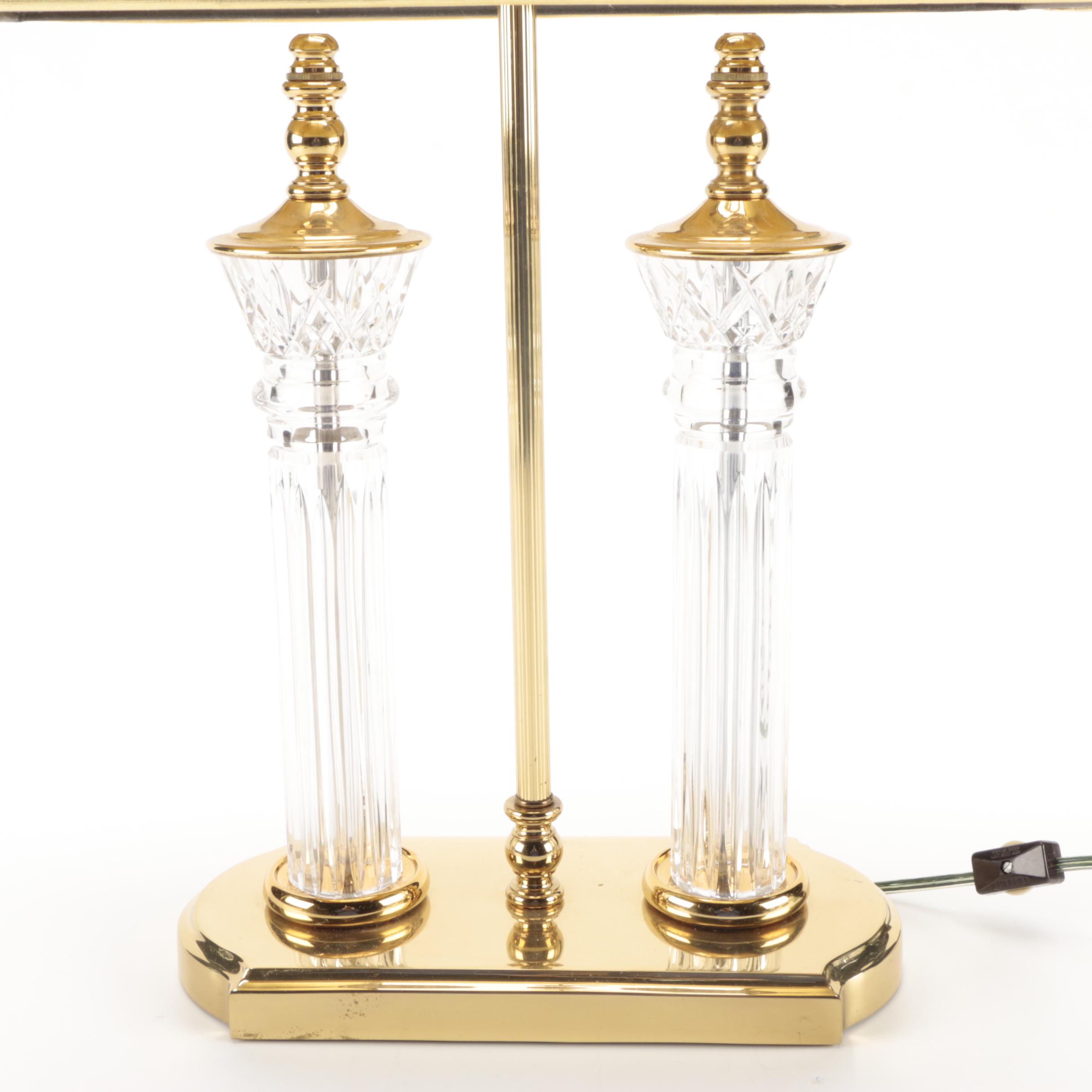 Waterford "Parkmore" Crystal and Brass Table Lamp with Original Shade