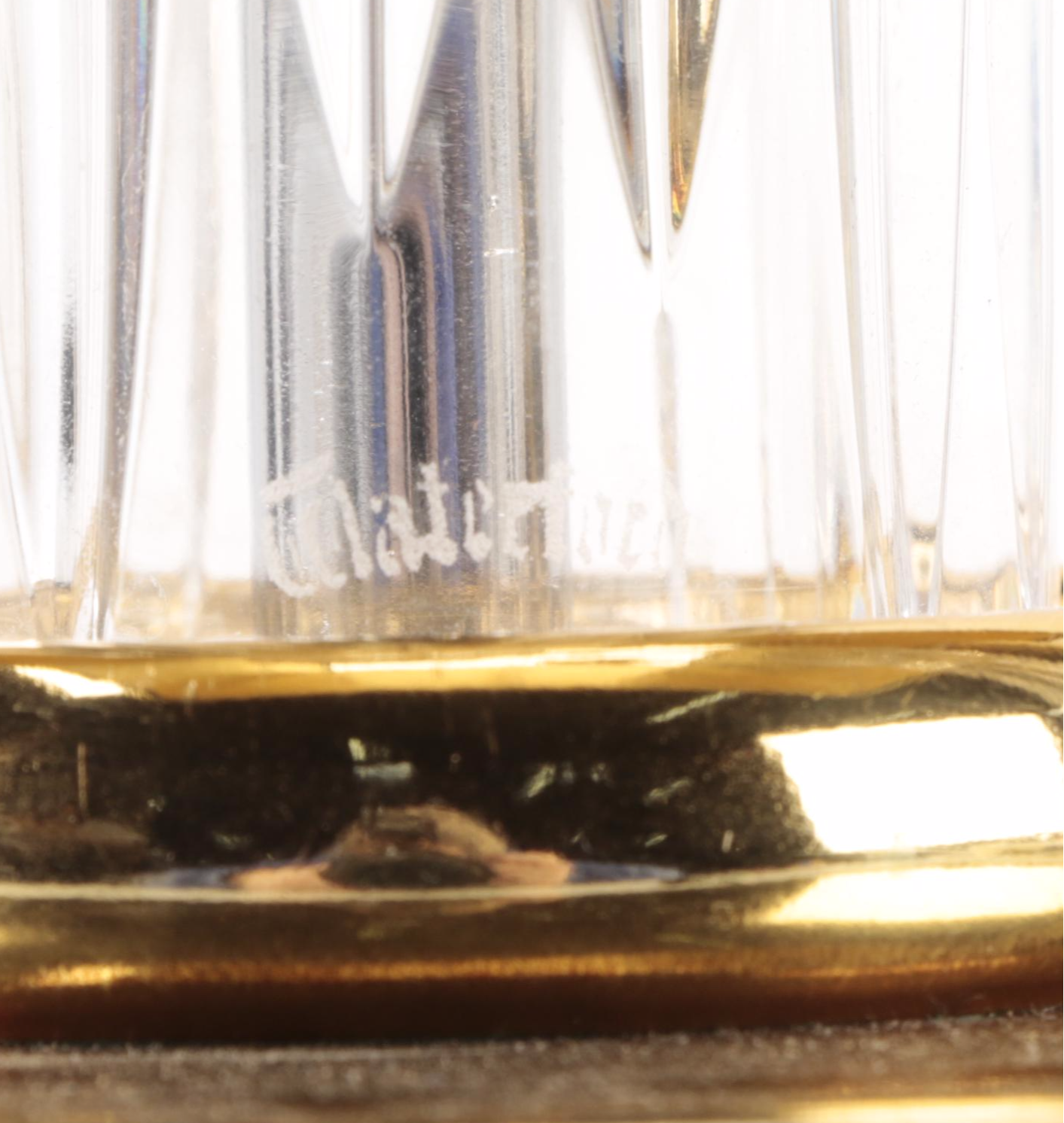 Waterford "Parkmore" Crystal and Brass Table Lamp with Original Shade