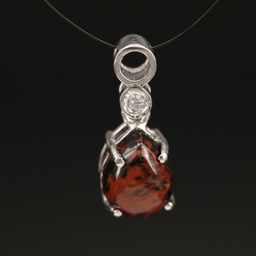 Sterling Mahogany Obsidian and Topaz Pendant