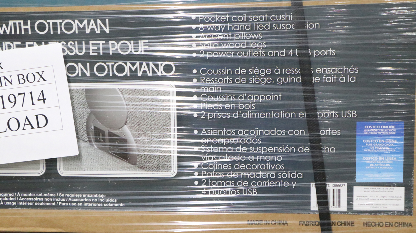 "Hendley" Gray Fabric Sectional with Ottoman