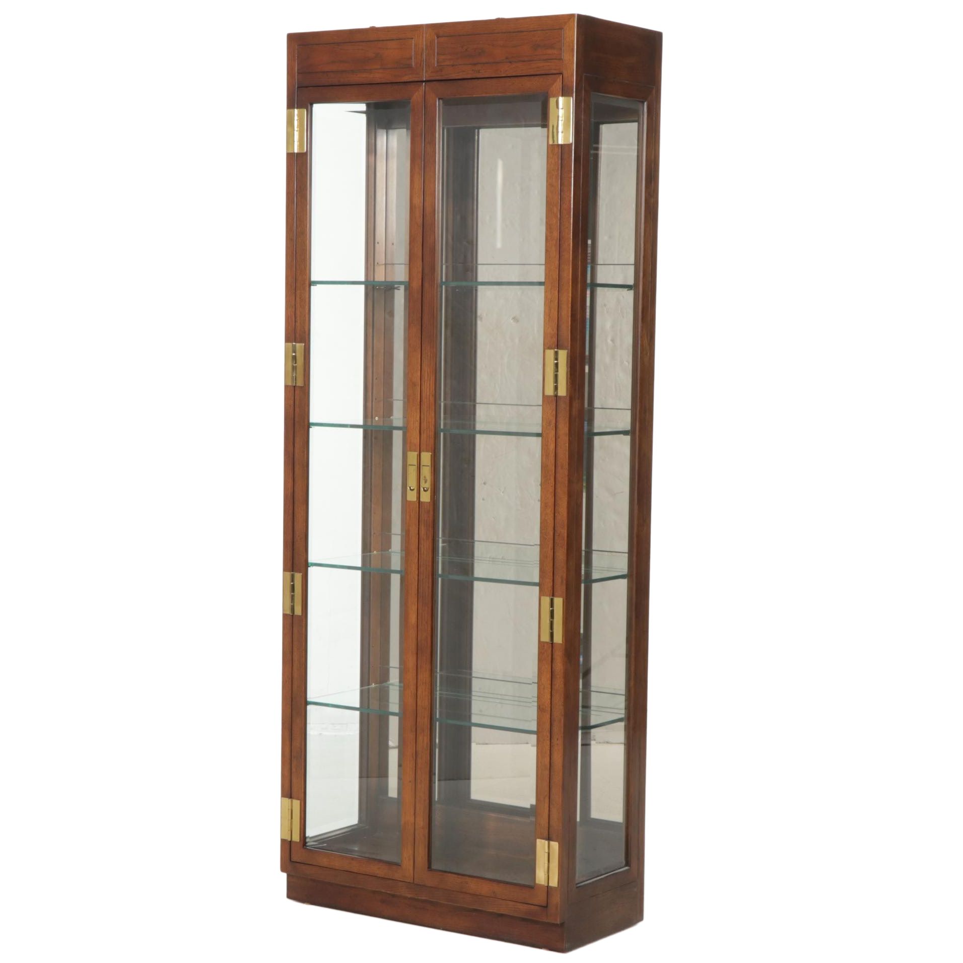 Henredon Scene One Campaign Style Display Case, Late 20th Century