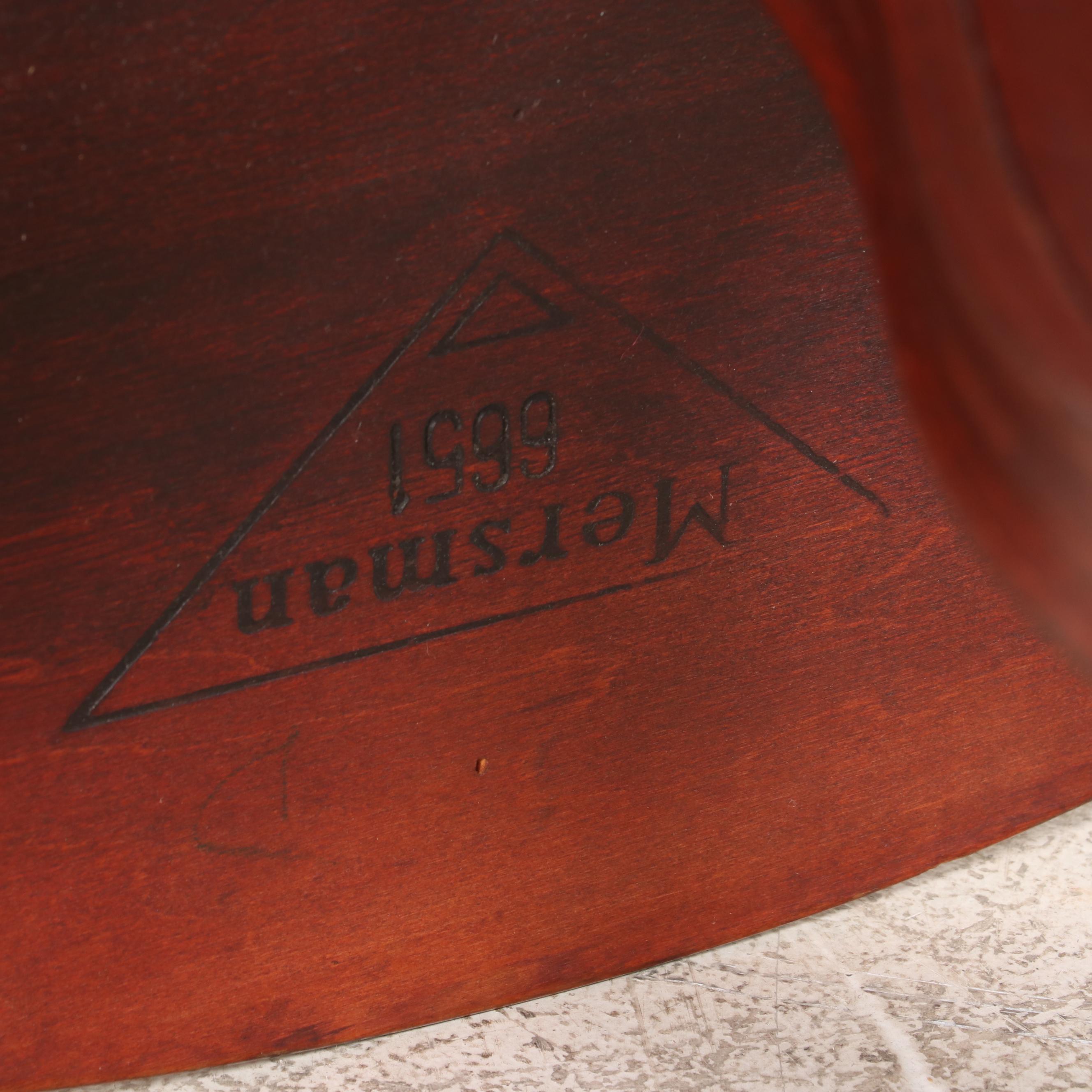 Pair of Mersman Classical Style Mahogany Lyre-Base Side Tables, Mid-20th Century