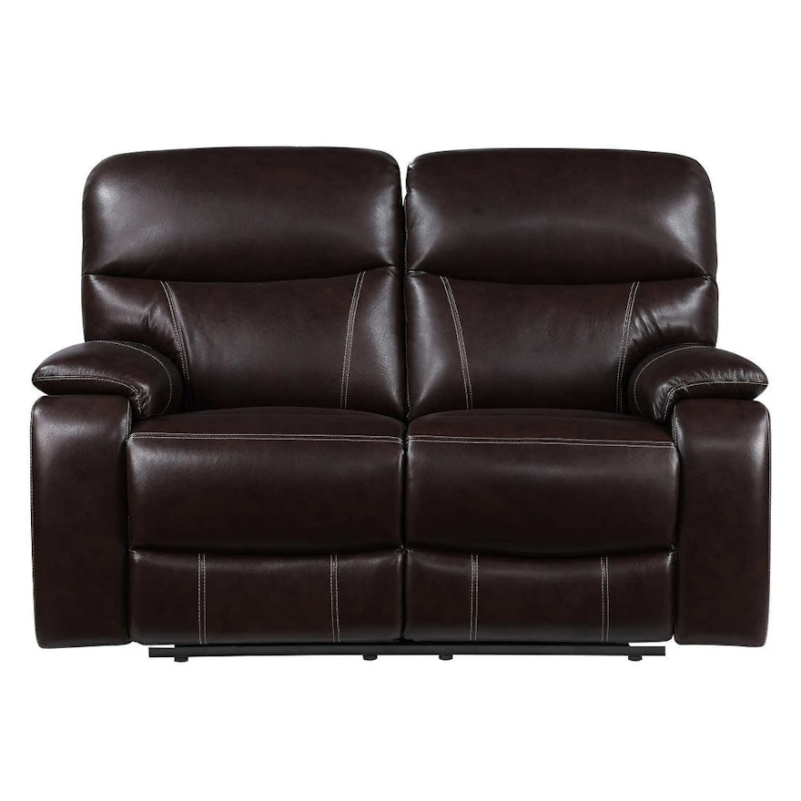 "Fallon" Dark Brown Leather Power Reclining Loveseat with Power Headrests