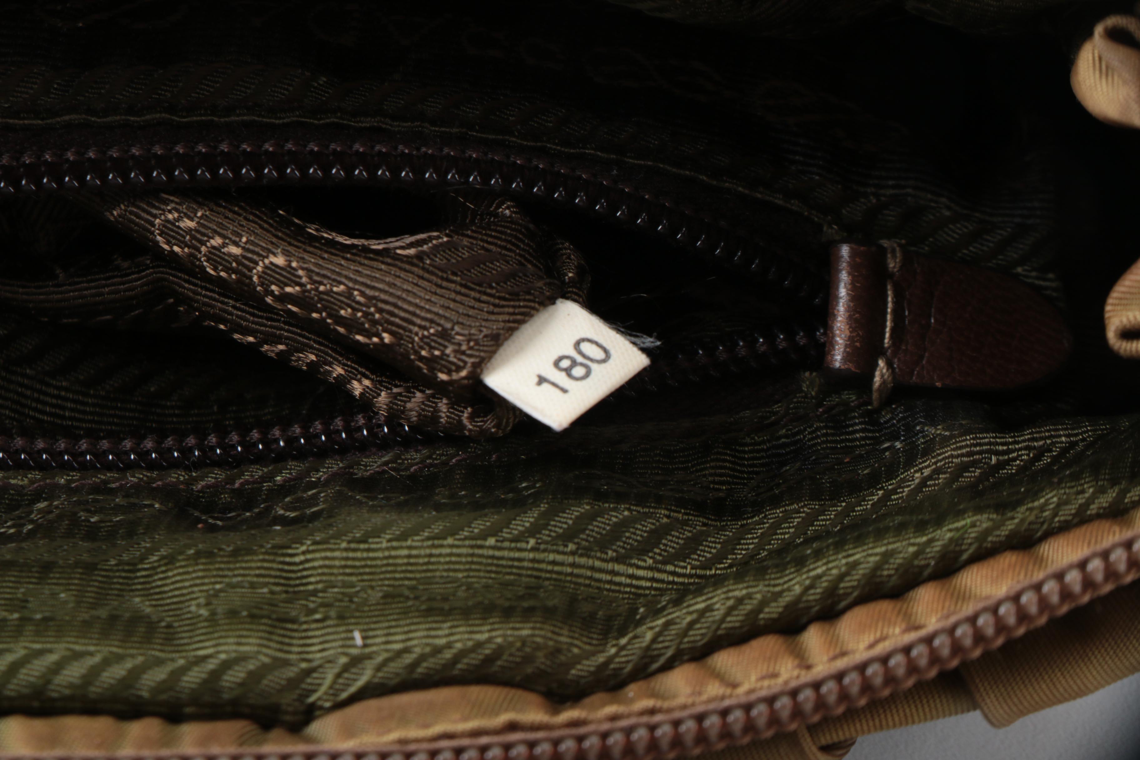 Prada Gathered Two-Way Bag in Olive Tessuto Nylon with Braided Handles