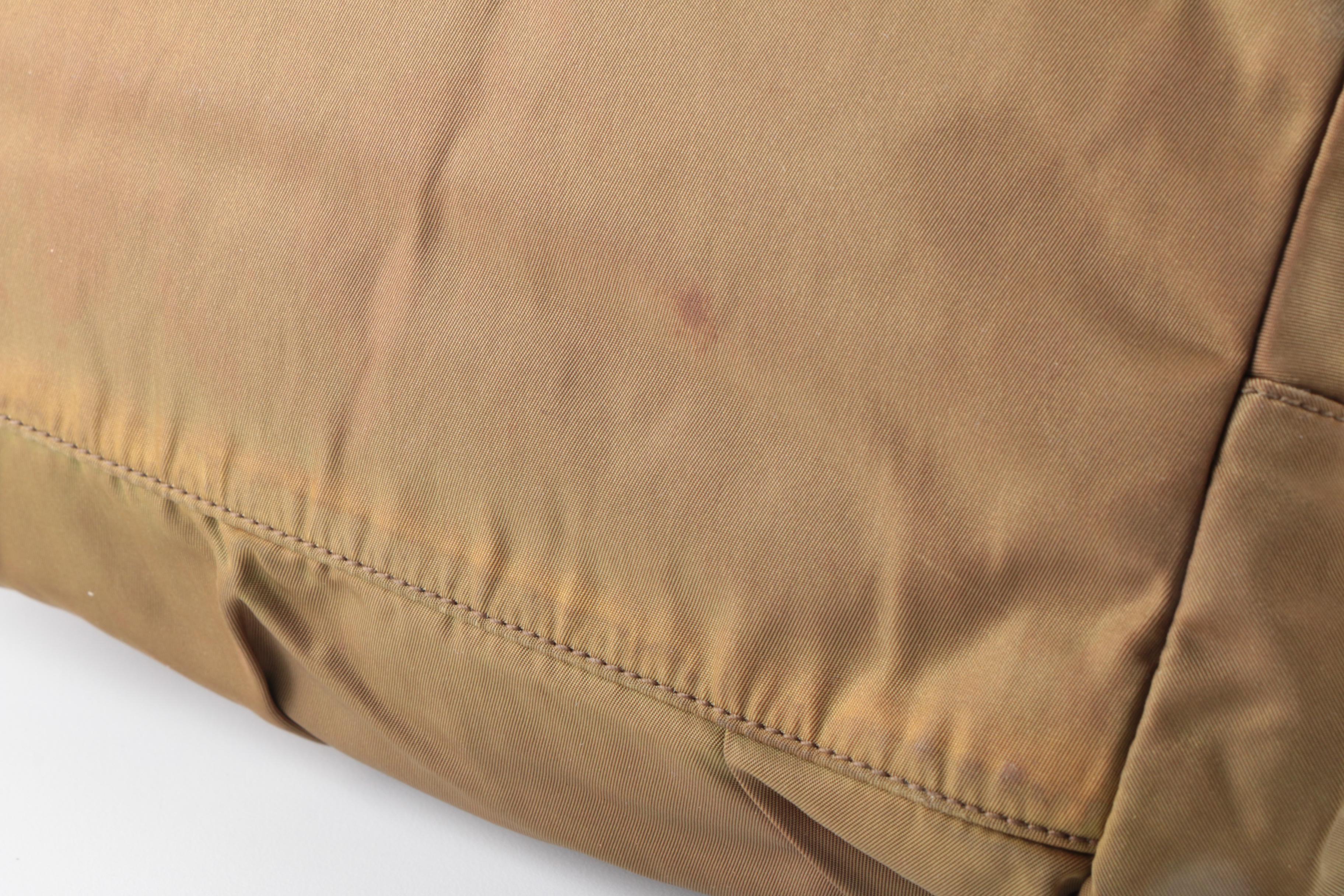 Prada Gathered Two-Way Bag in Olive Tessuto Nylon with Braided Handles