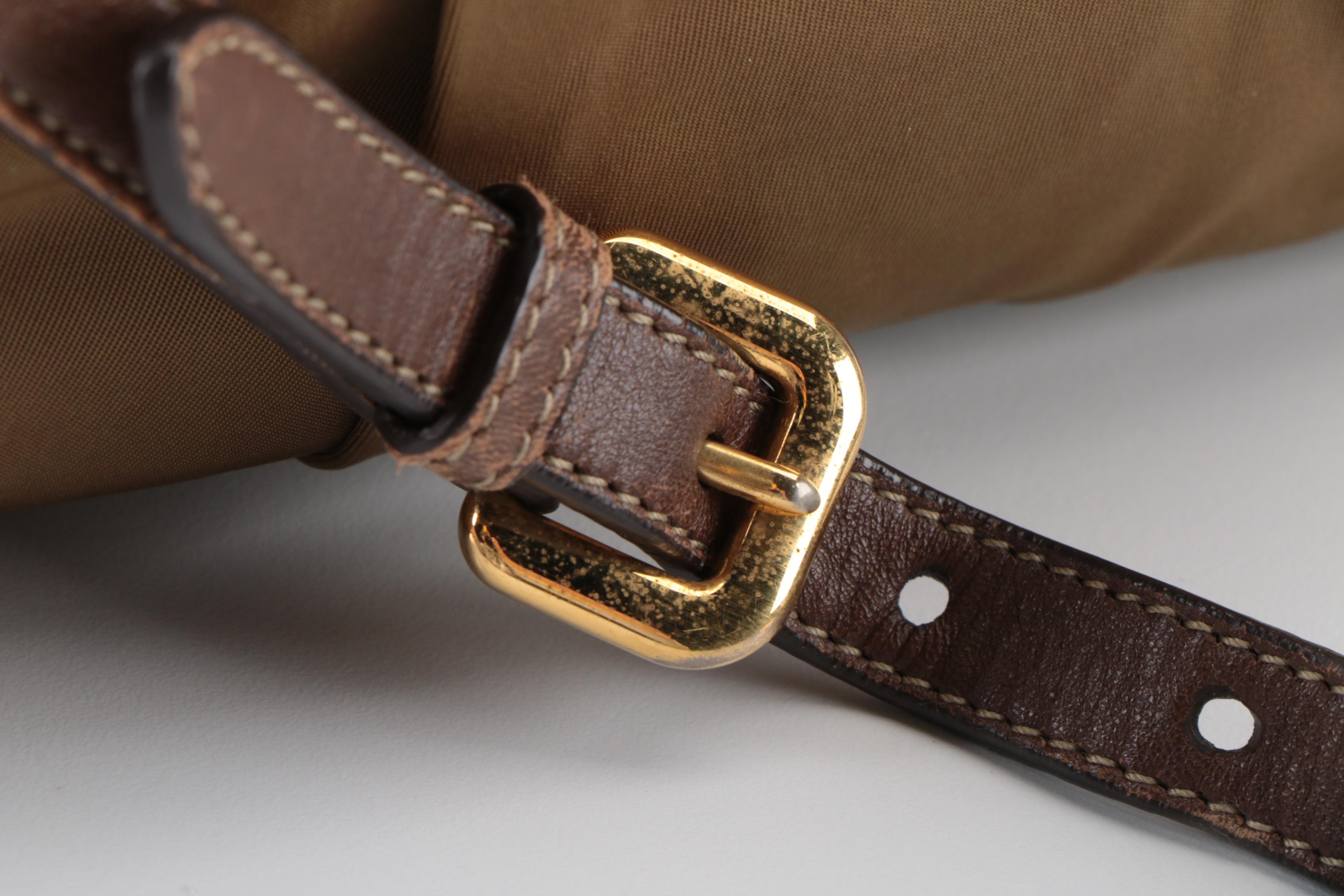 Prada Gathered Two-Way Bag in Olive Tessuto Nylon with Braided Handles