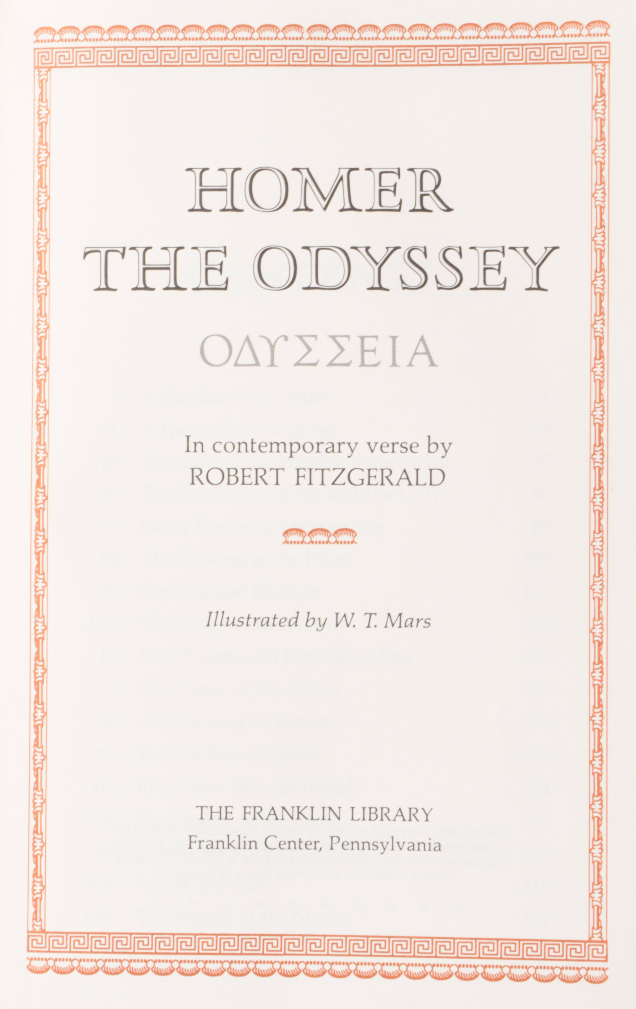 Leather Bound "The Franklin Library" Book Collection featuring "The Odyssey"