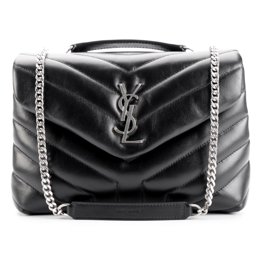 Yves Saint Laurent Medium LouLou Bag in Black 'Y' Quilted Leather with Box