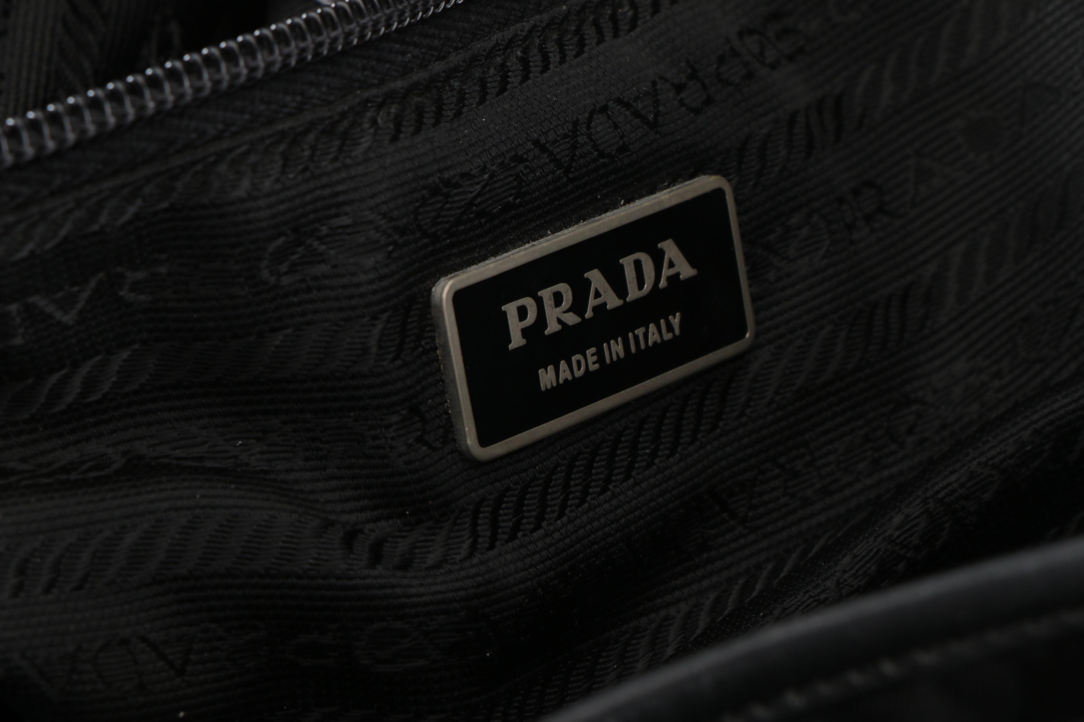 Prada Tessuto Messenger Bag in Black Nylon with Leather Trim