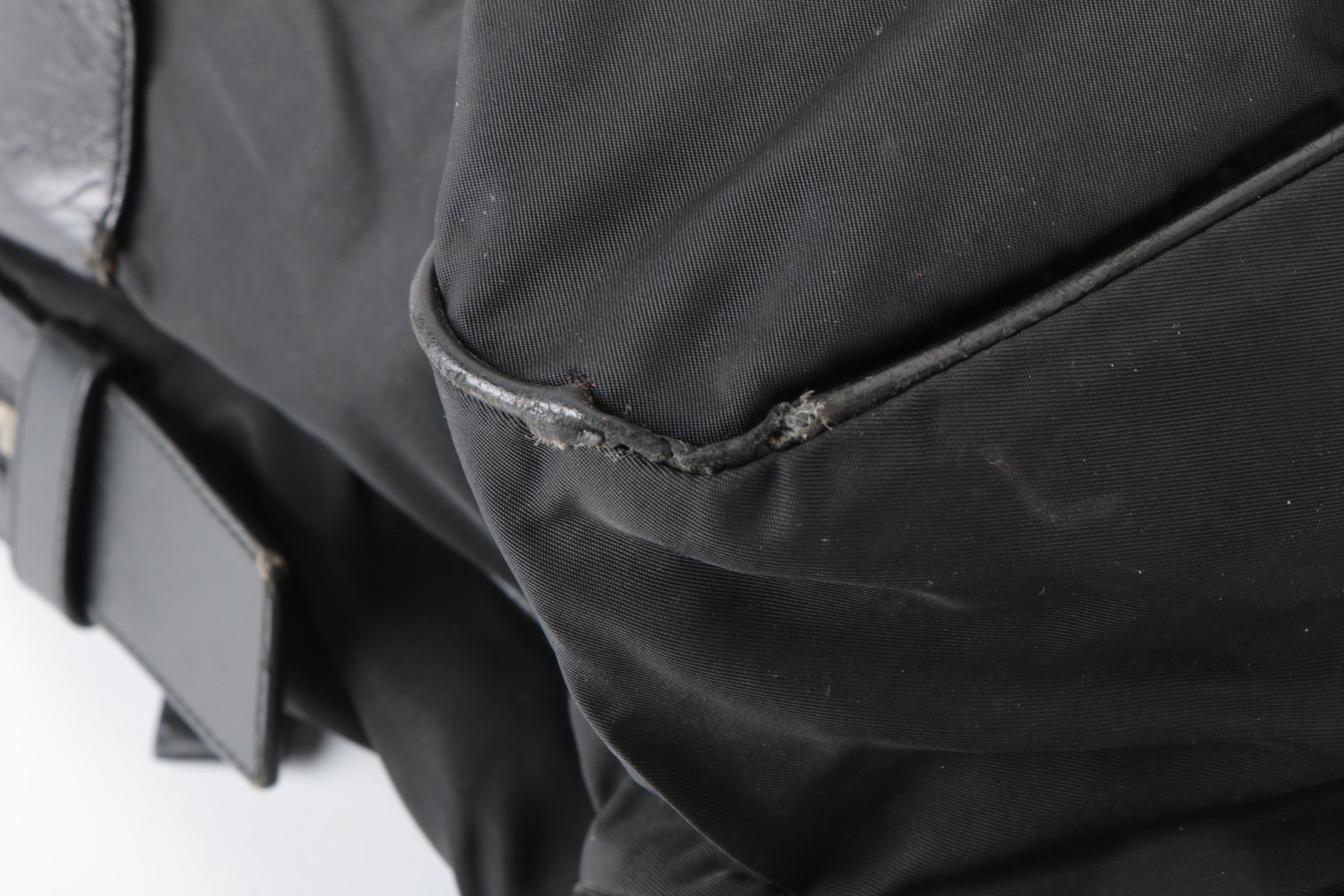 Prada Tessuto Messenger Bag in Black Nylon with Leather Trim