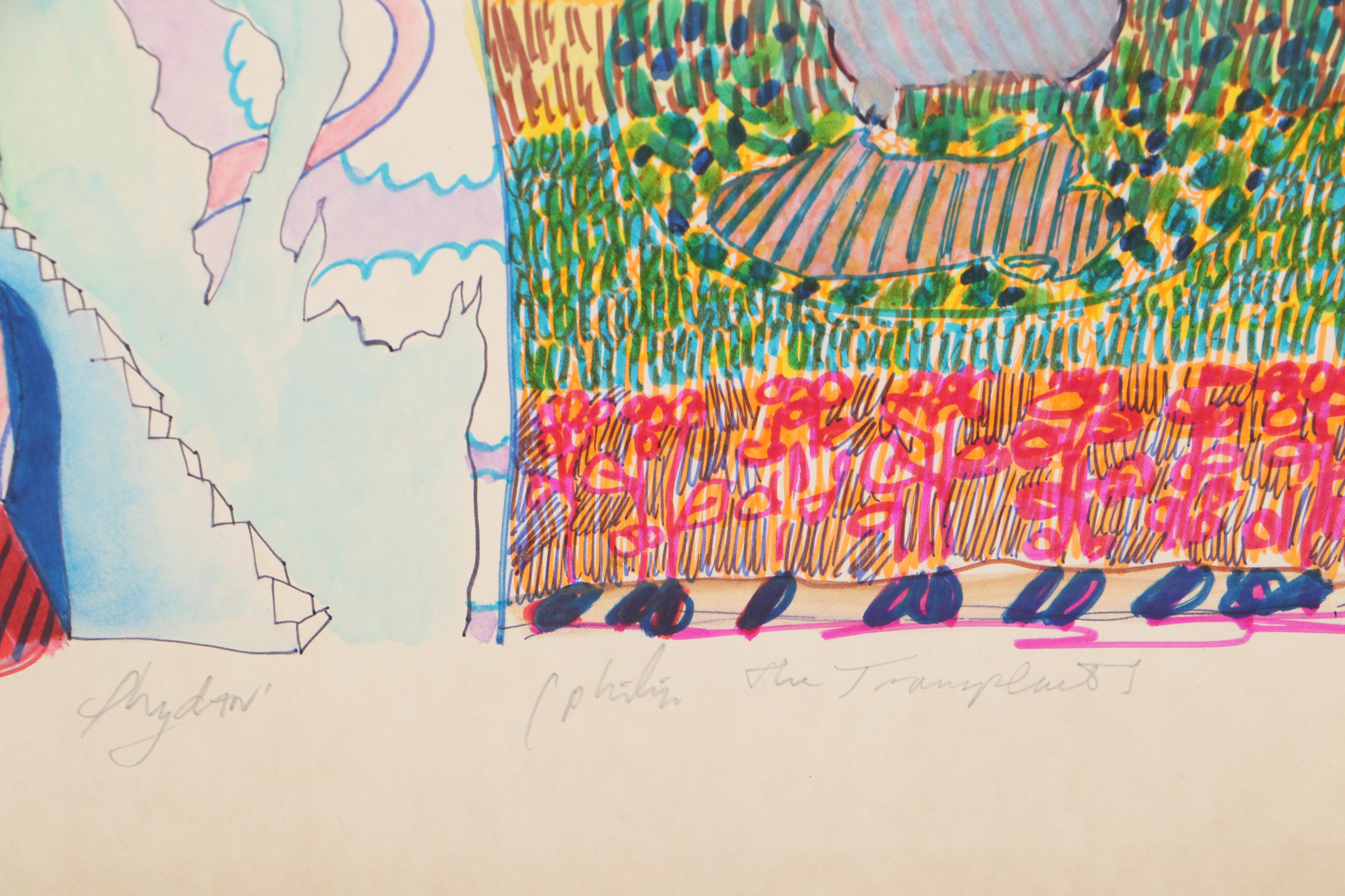Philip the Transplant Marker Drawing "Flower Time," 1975