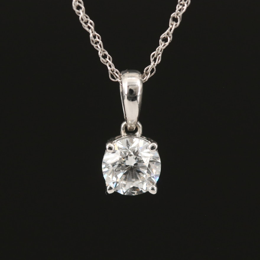 18K 0.51 CT Diamond Solitaire Pendant Necklace