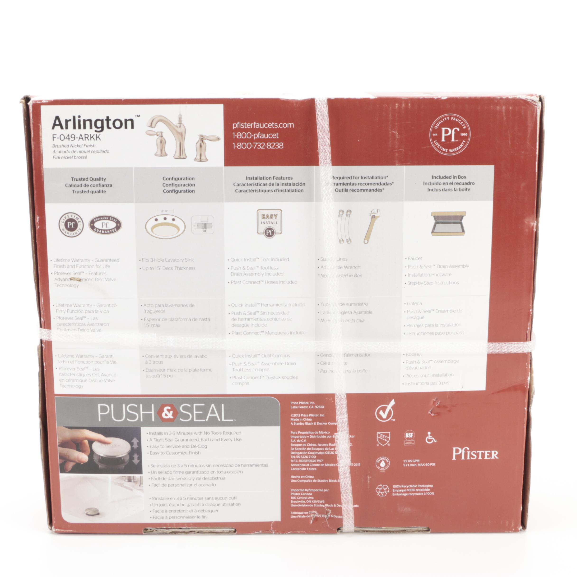 Pfister "Arlington" Brushed Nickel Widespread Bathroom Faucet