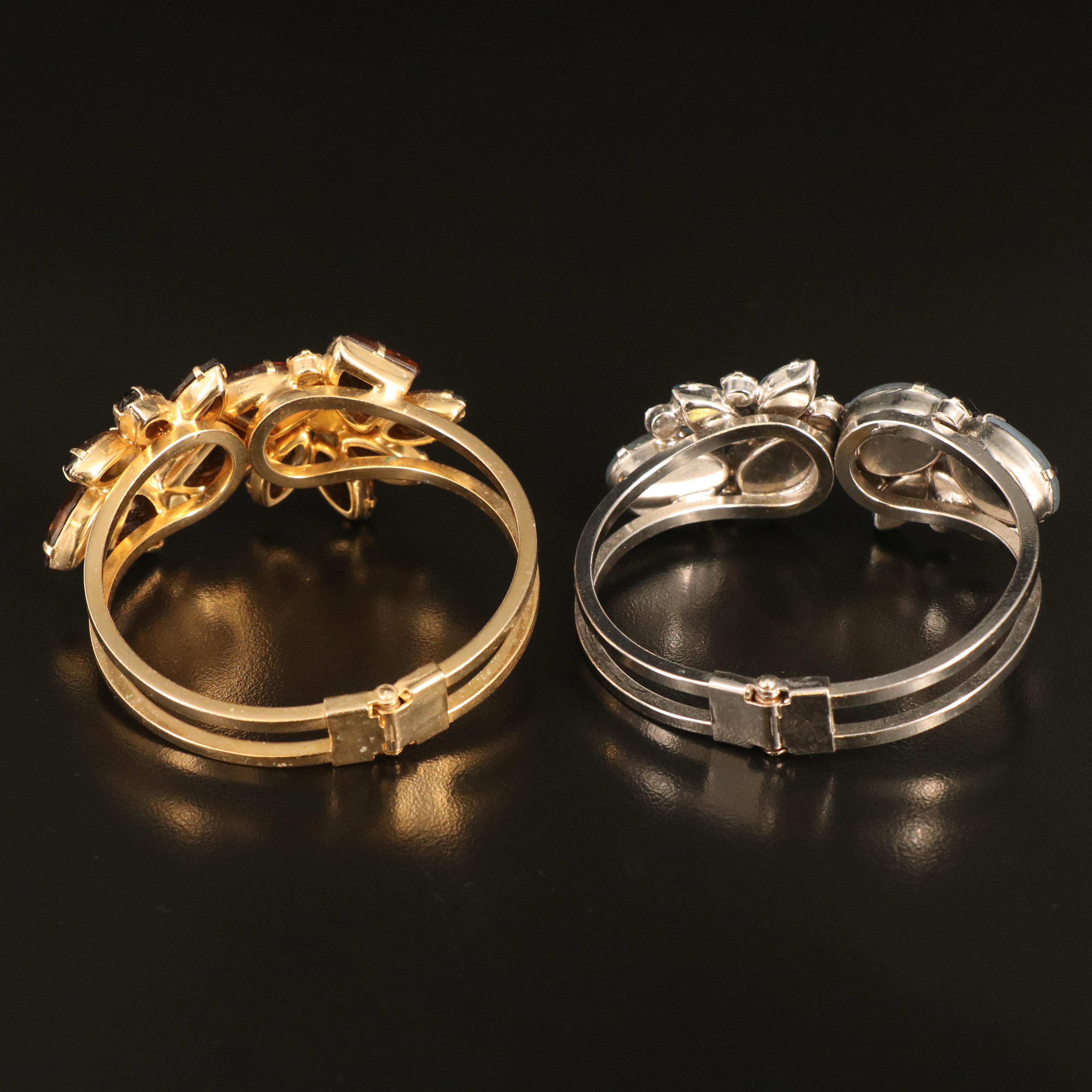 Juliana Rhinestone, Frosted and Amber Glass Clamper and Earring Sets