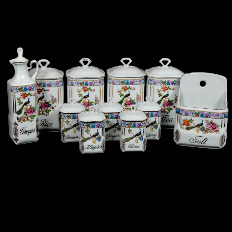 Victoria Czechoslovakian Porcelain Dry Goods Containers