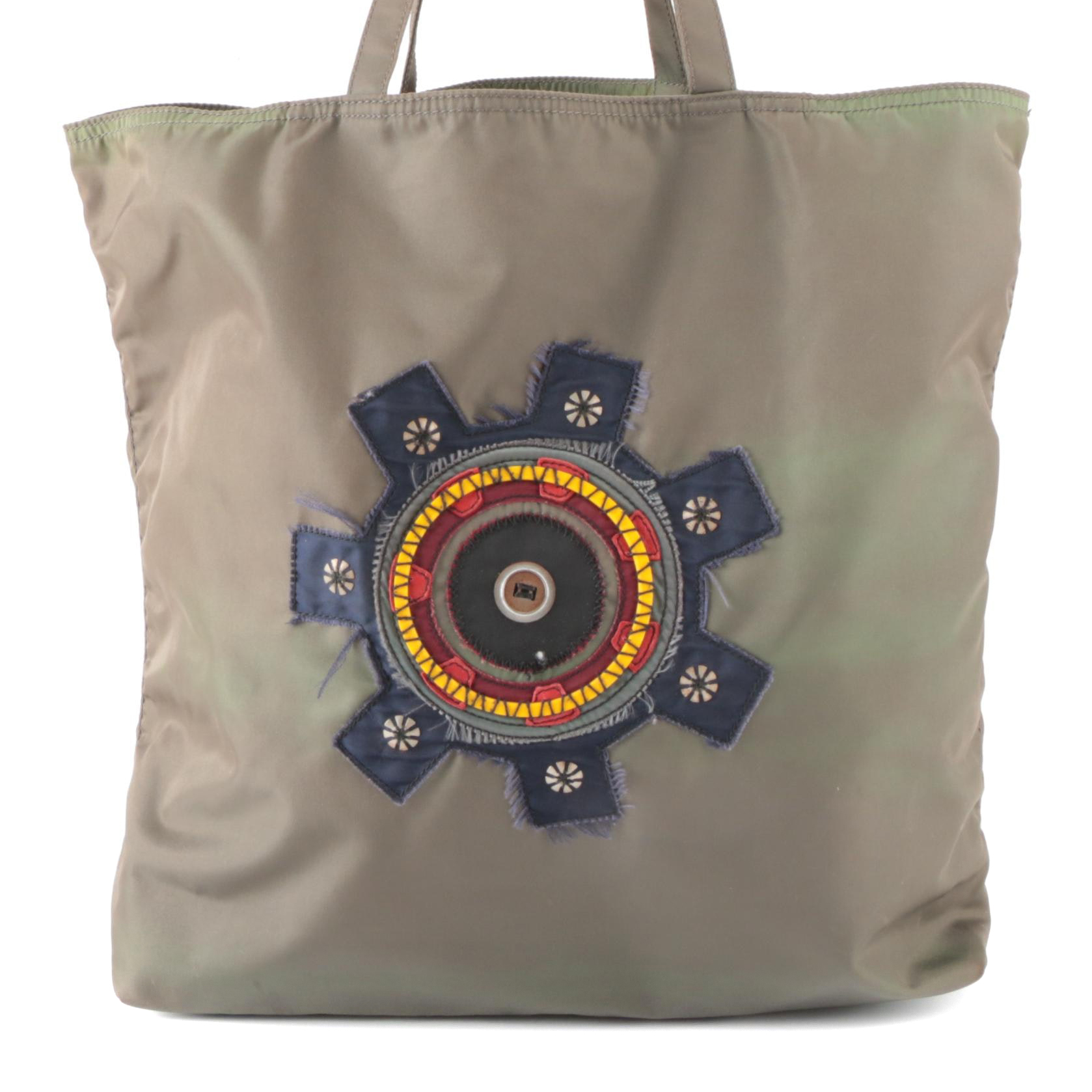 Prada Embellished Tote Bag in Tessuto Nylon