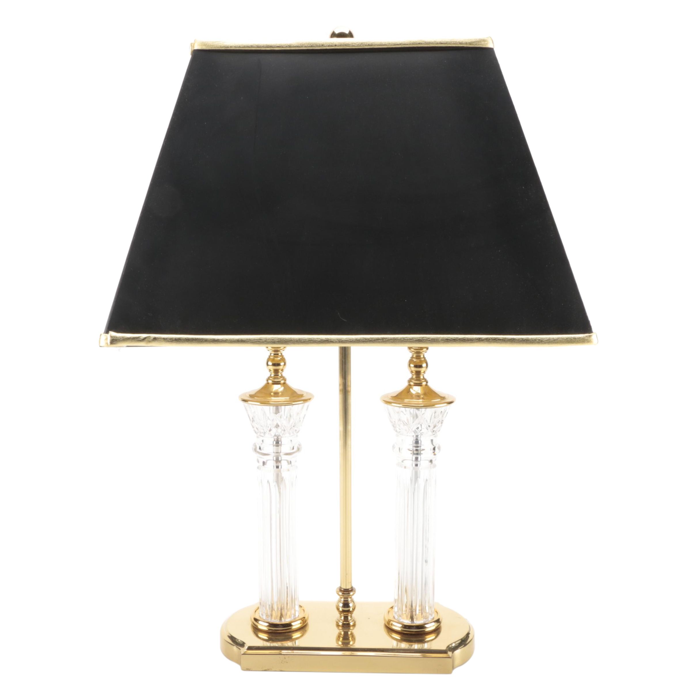 Waterford "Parkmore" Crystal and Brass Table Lamp with Original Shade