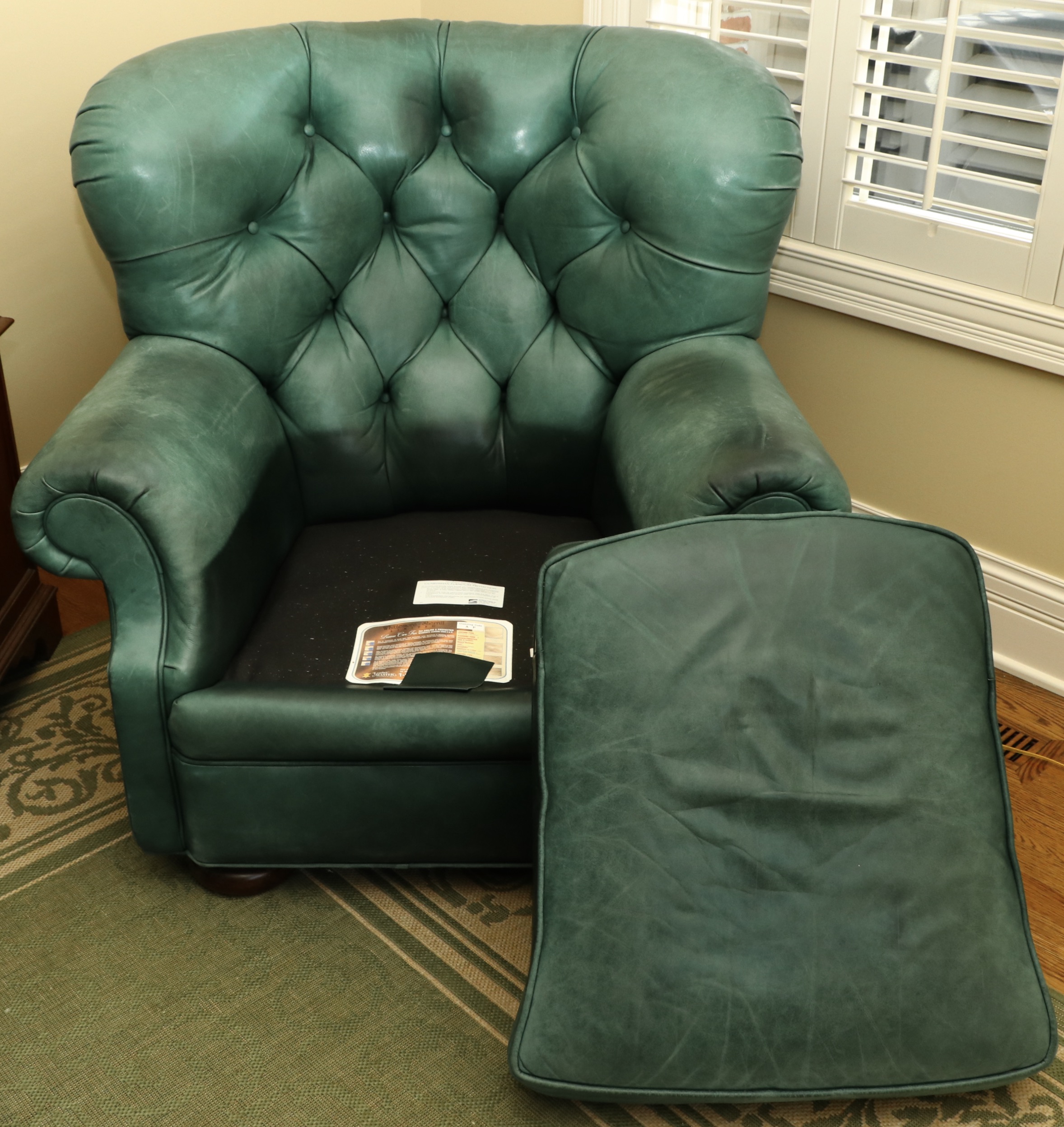 Whittemore-Sherrill Tufted Back Leather Poet's Chair and Ottoman