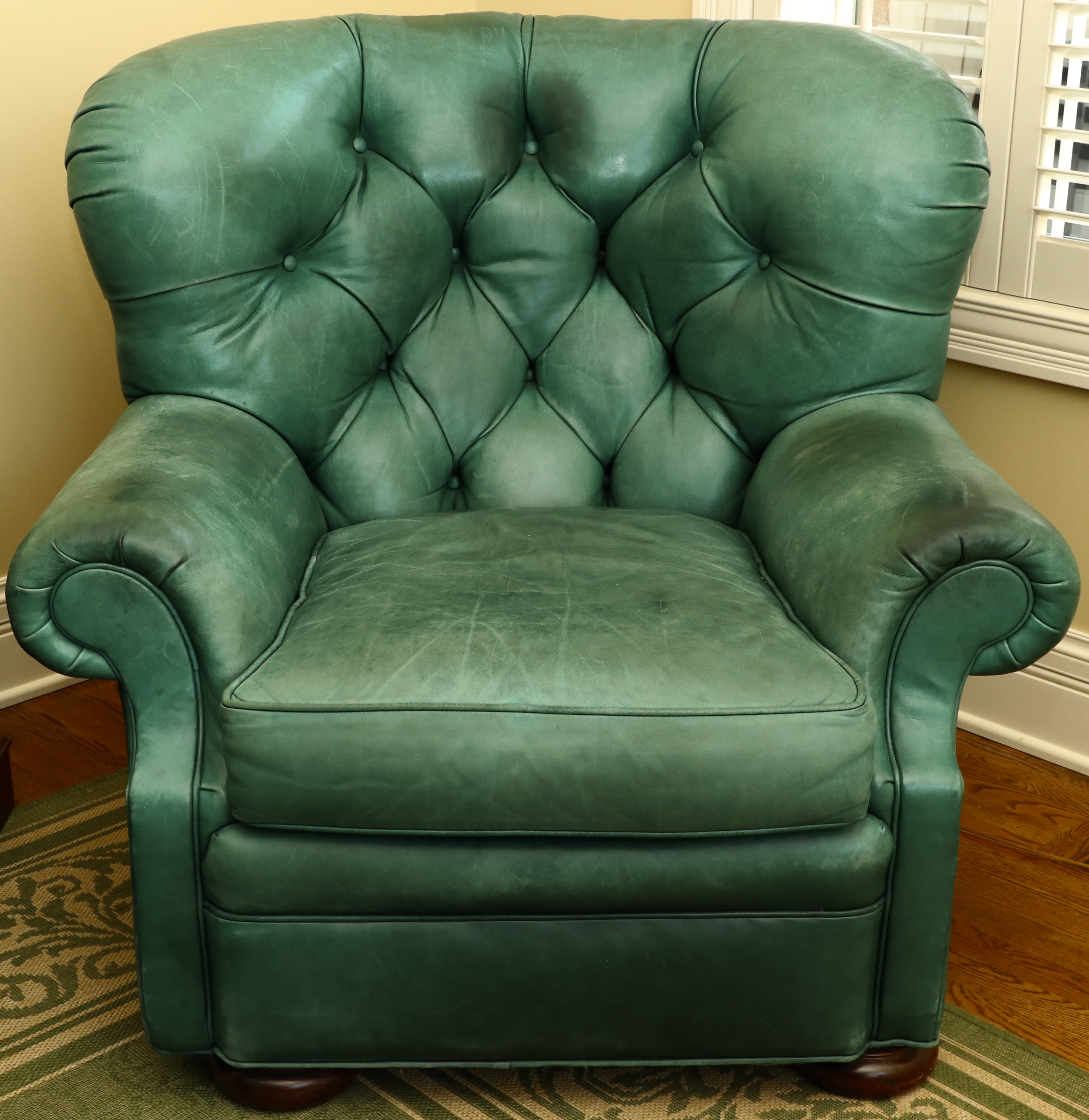 Whittemore-Sherrill Tufted Back Leather Poet's Chair and Ottoman