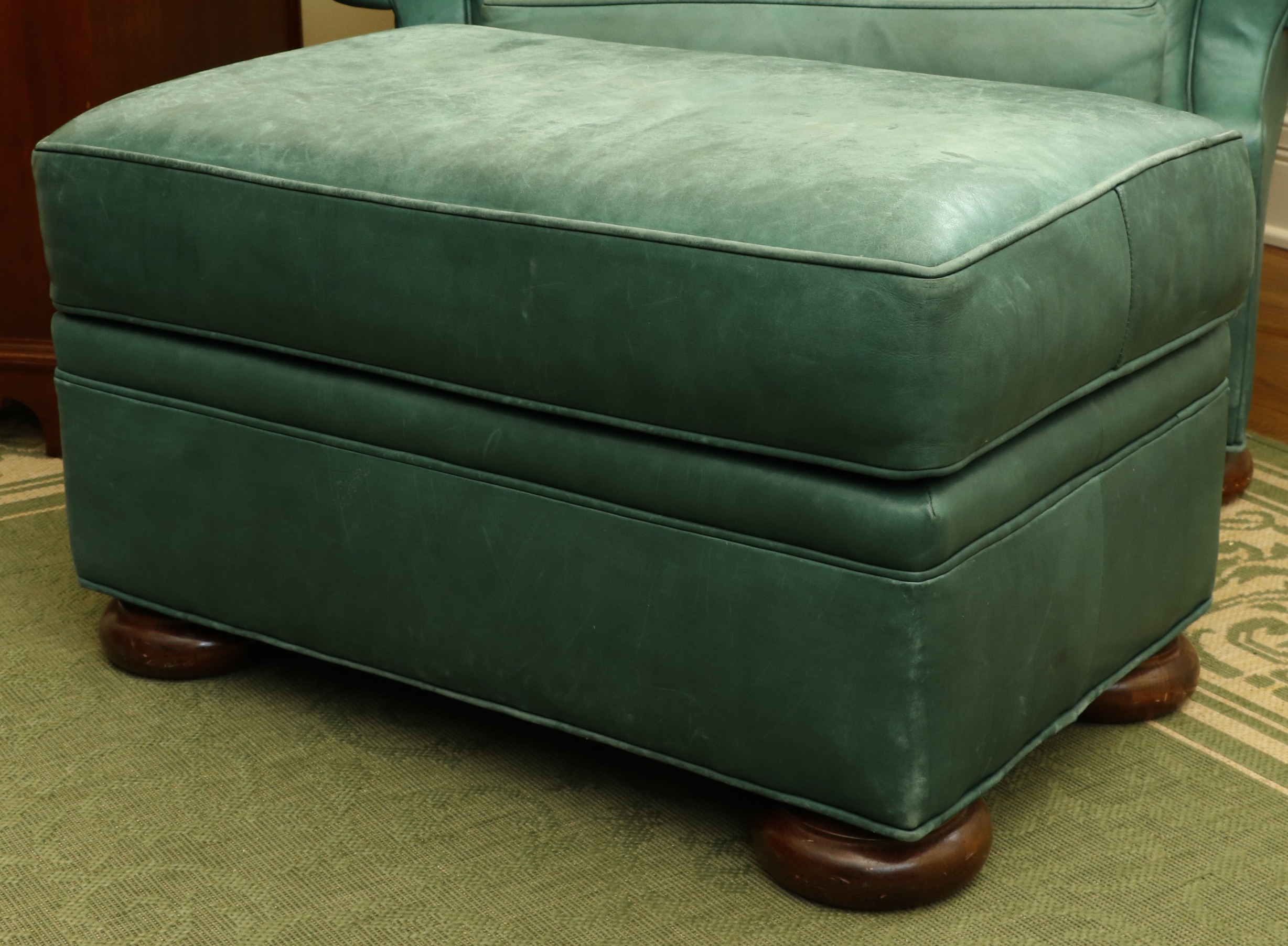 Whittemore-Sherrill Tufted Back Leather Poet's Chair and Ottoman