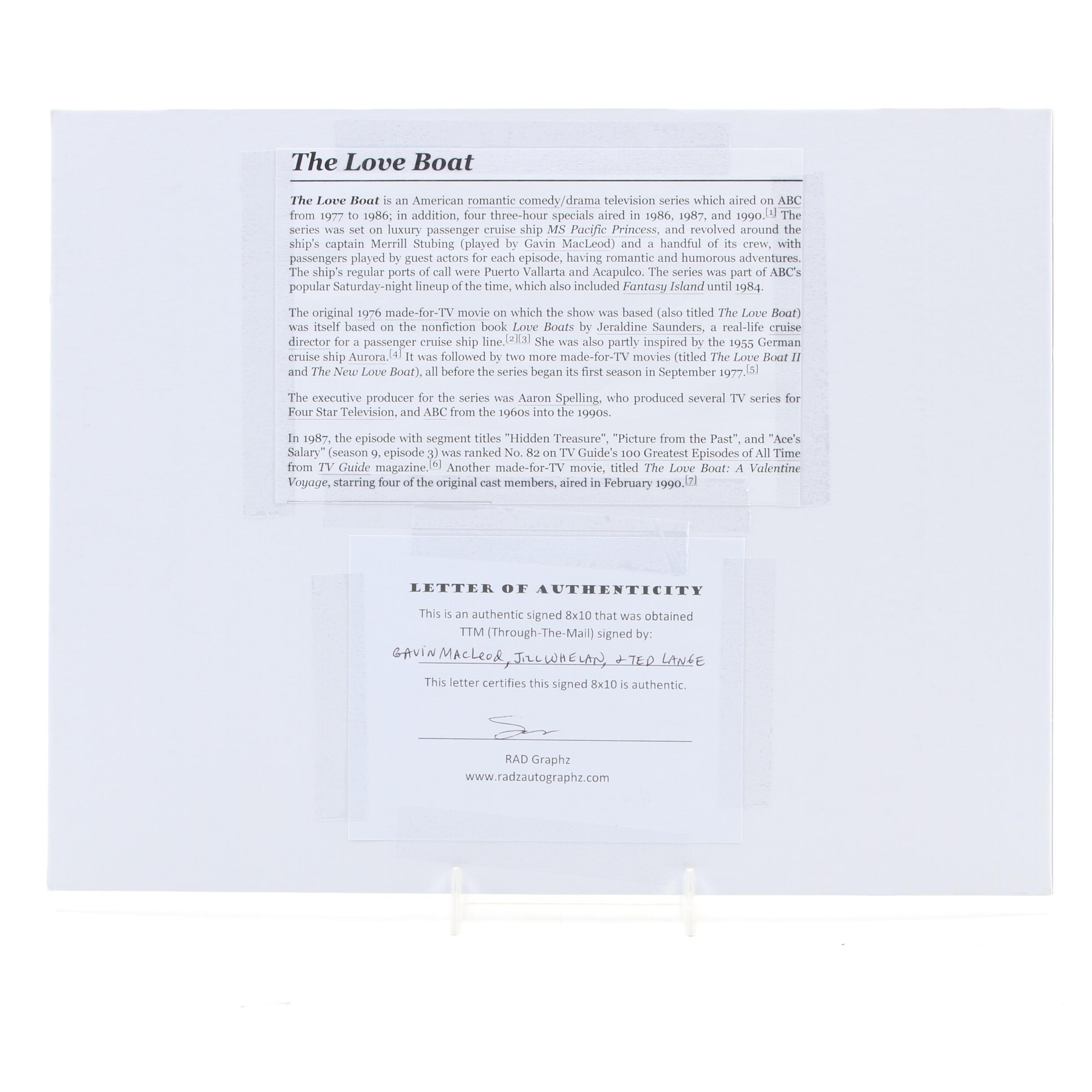 MacLeod, Whelan, & Lange Signed "Love Boat" Television Sitcom Photo Print, COA