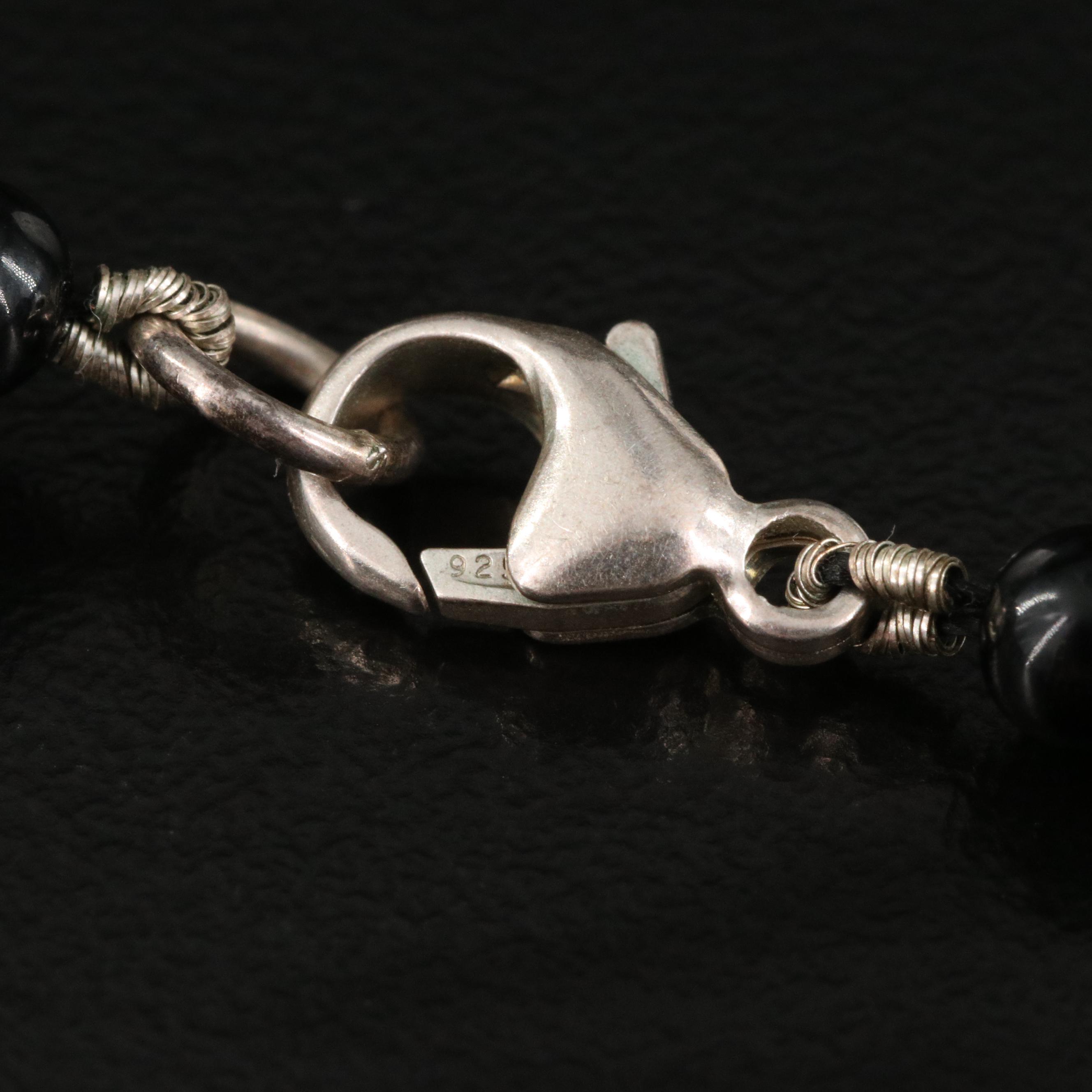 Judith Jack Sterling Silver Black Onyx and Marcasite Cameo Pendant Necklace