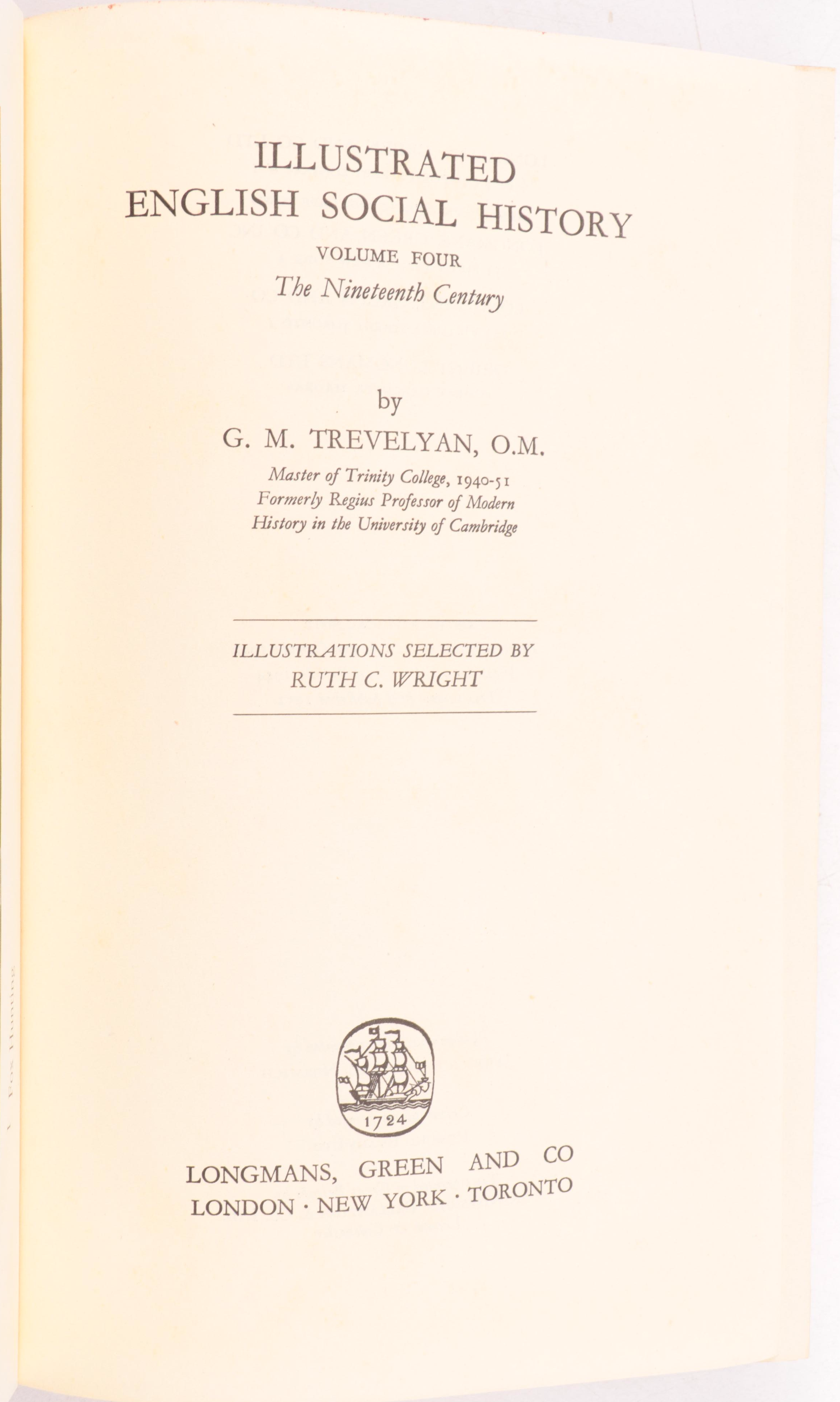 "Illustrated English Social History" Four-Volume Set by G. M. Trevelyan, 1950s