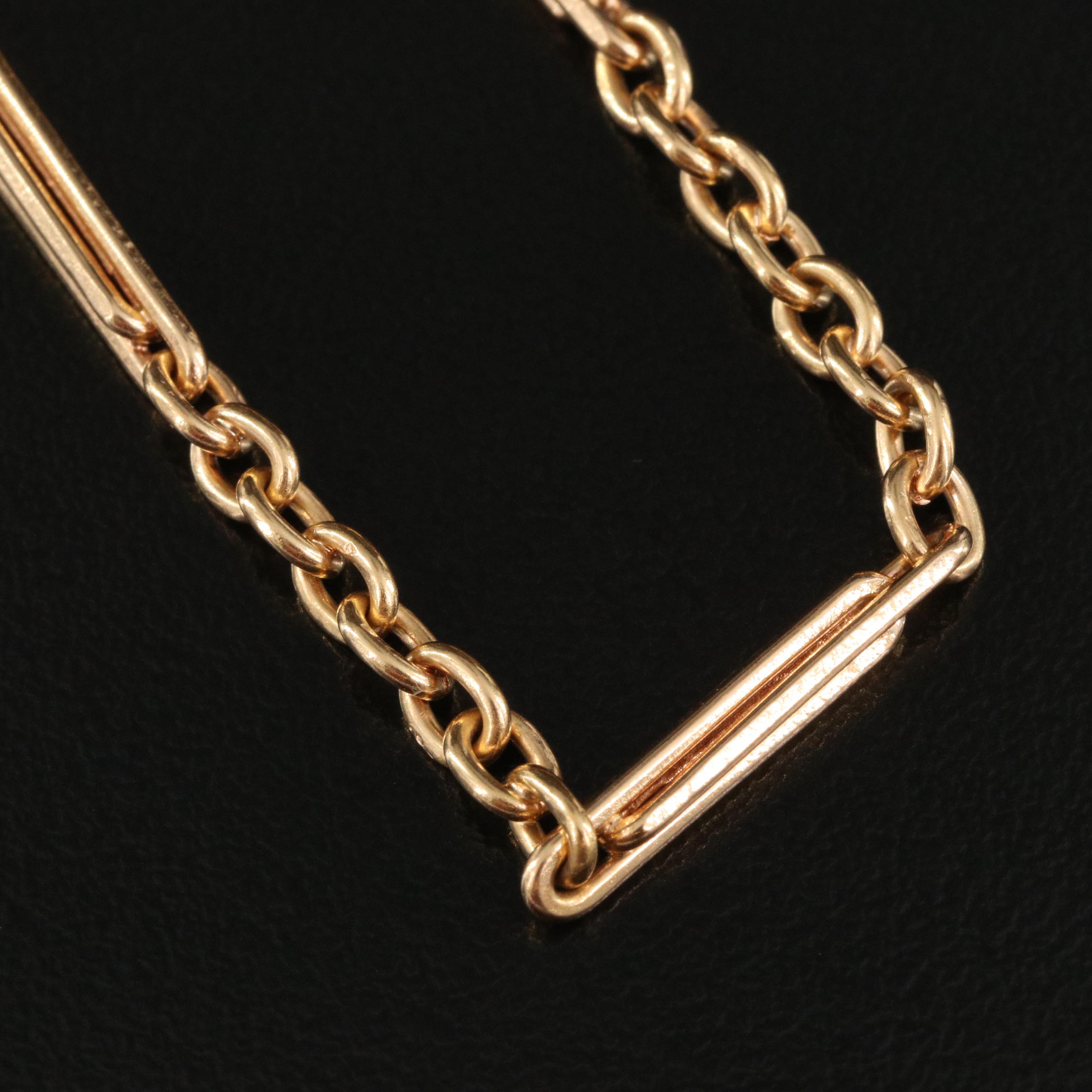 Vintage Industria Argentina 18K Gold Bar and Link Watch Chain