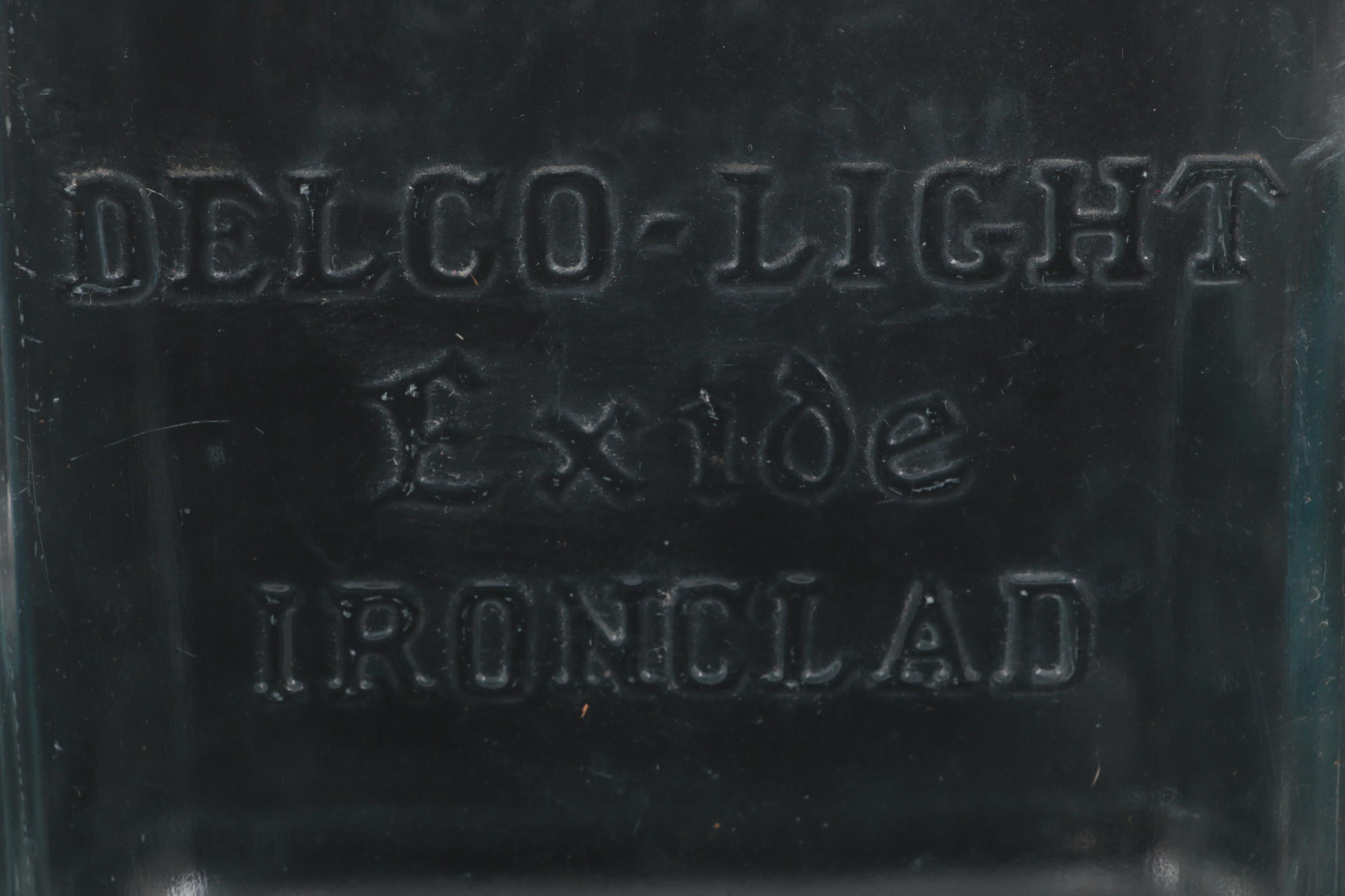 Delco-Light Exide Ironclad Aqua Glass Battery Jars, Early/Mid 20th Century