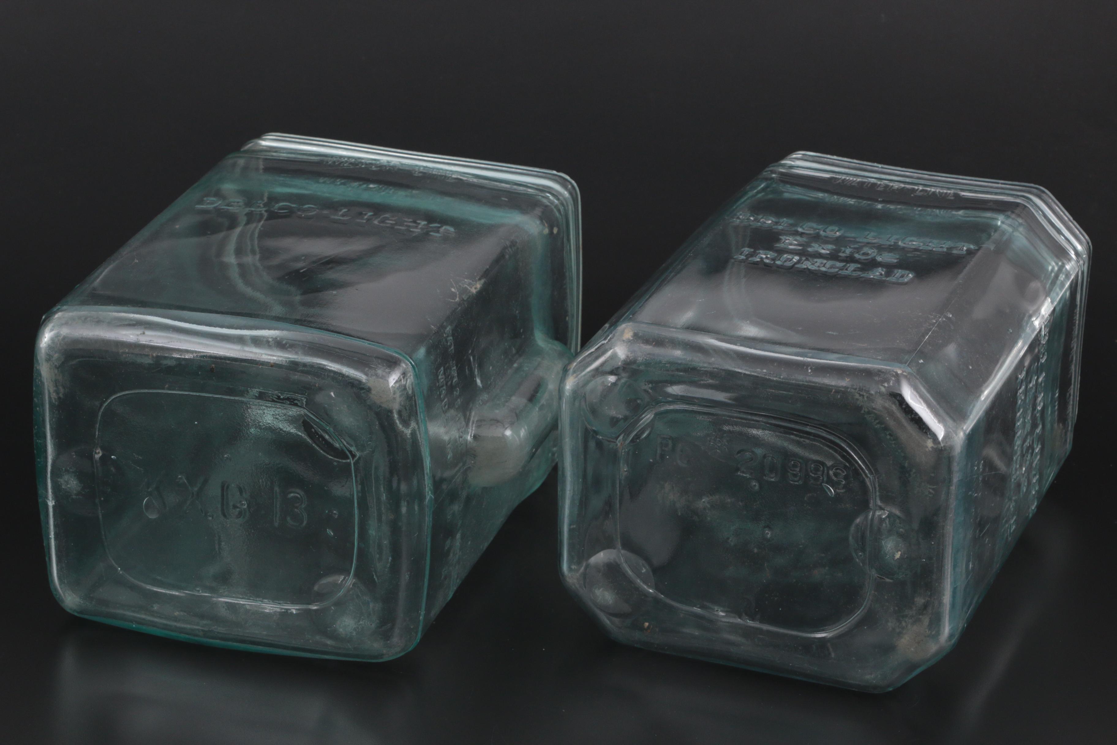Delco-Light Exide Ironclad Aqua Glass Battery Jars, Early/Mid 20th Century