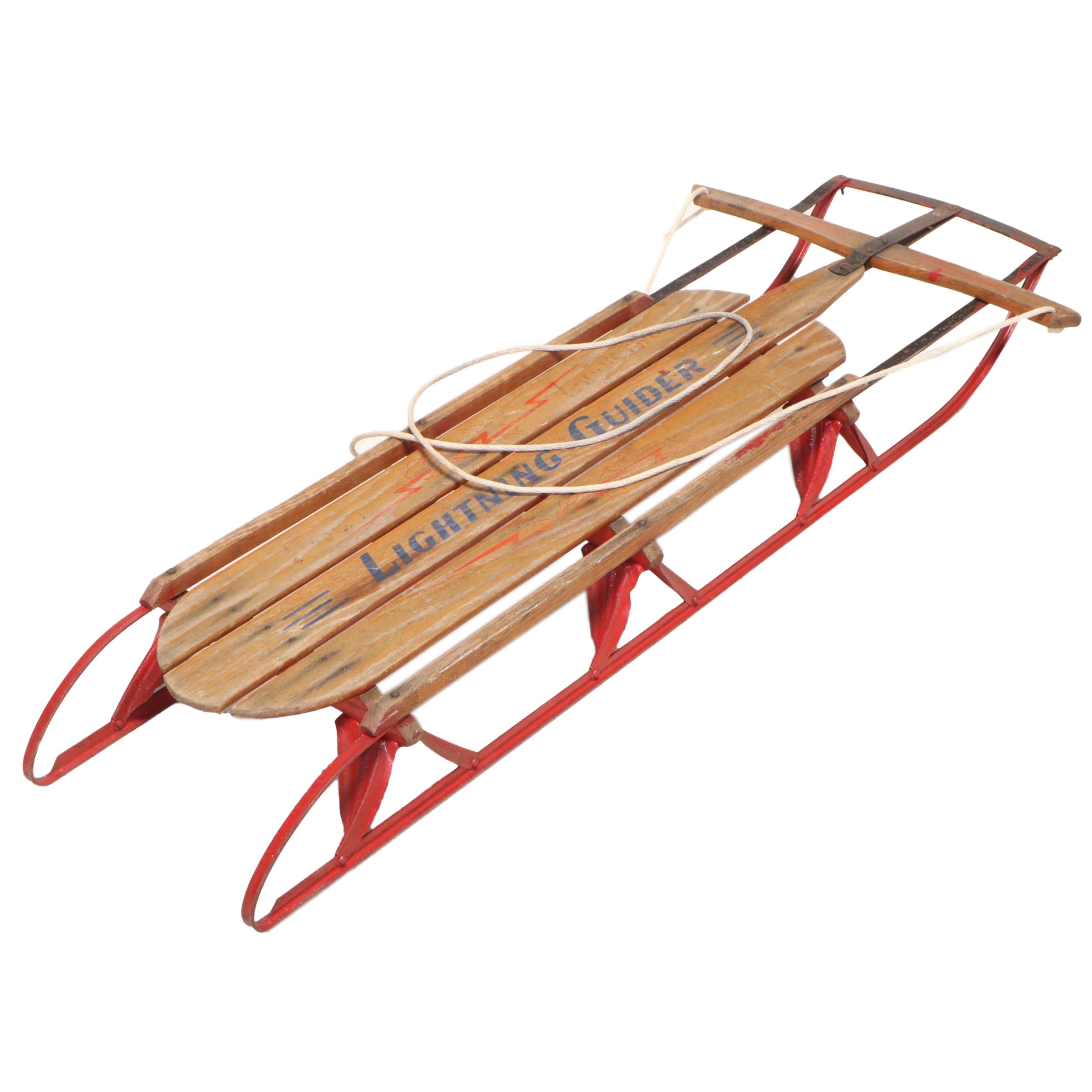 Lightening Guider Wood and Metal Sled, 1950s