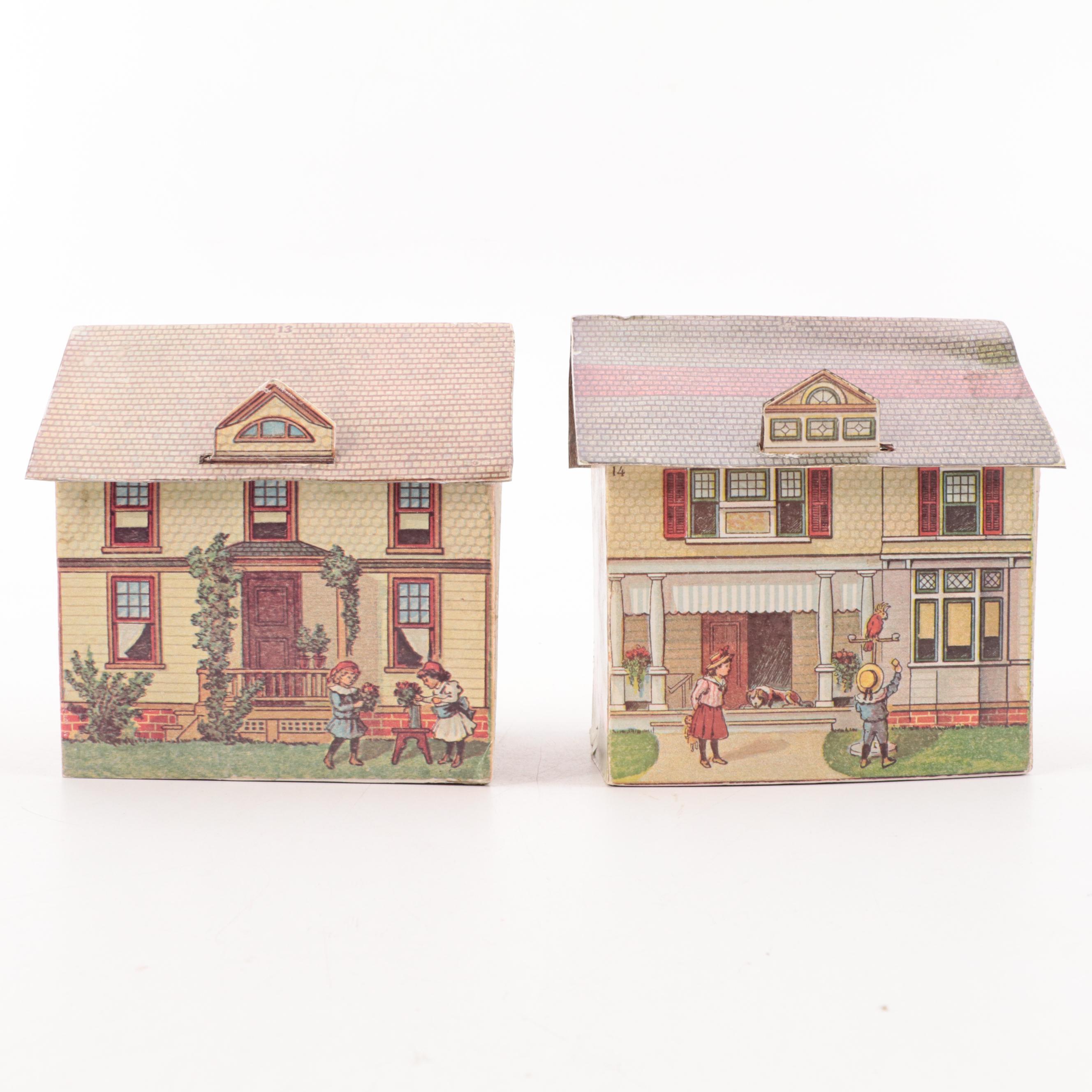 McLoughlin Bros "Pretty Village" Tin and Paper Model Houses, Early 20th Century