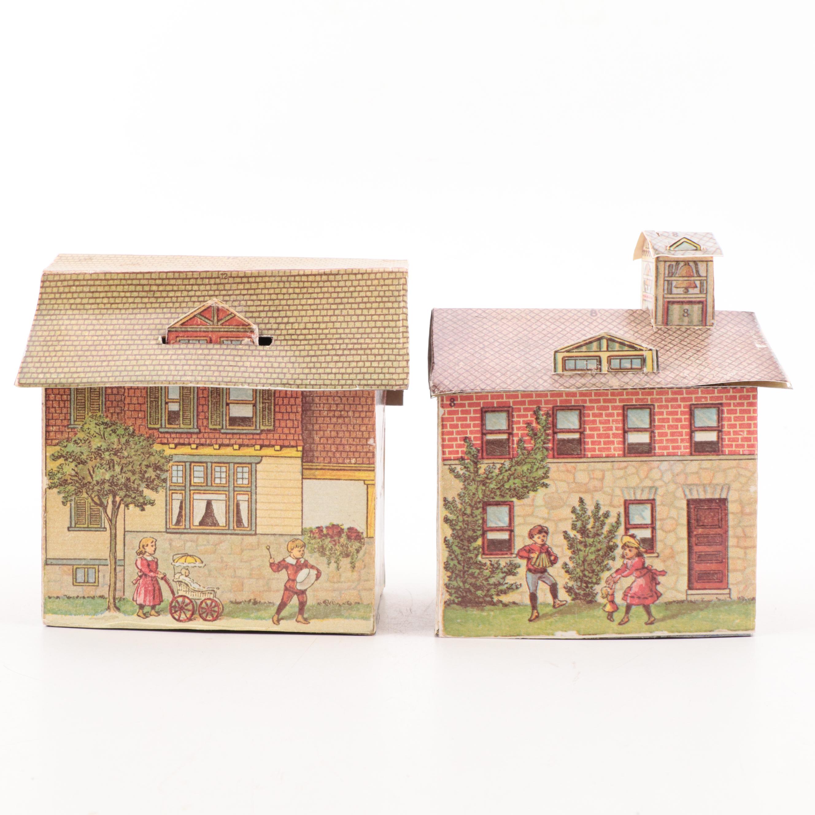 McLoughlin Bros "Pretty Village" Tin and Paper Model Houses, Early 20th Century